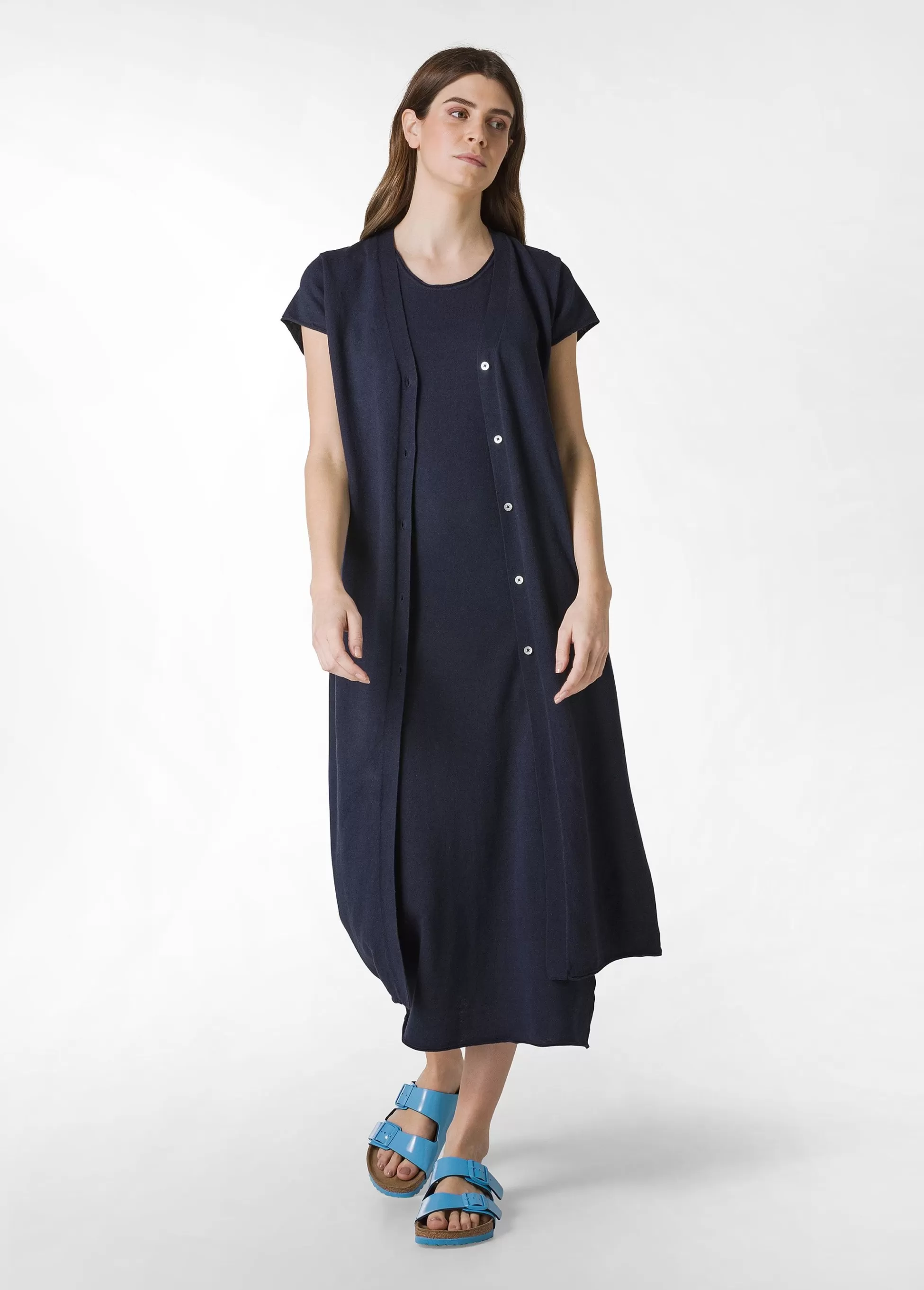 Donna DEHA Vestiti, Gonne E Tute*Abito In Maglia Misto Lino Blu