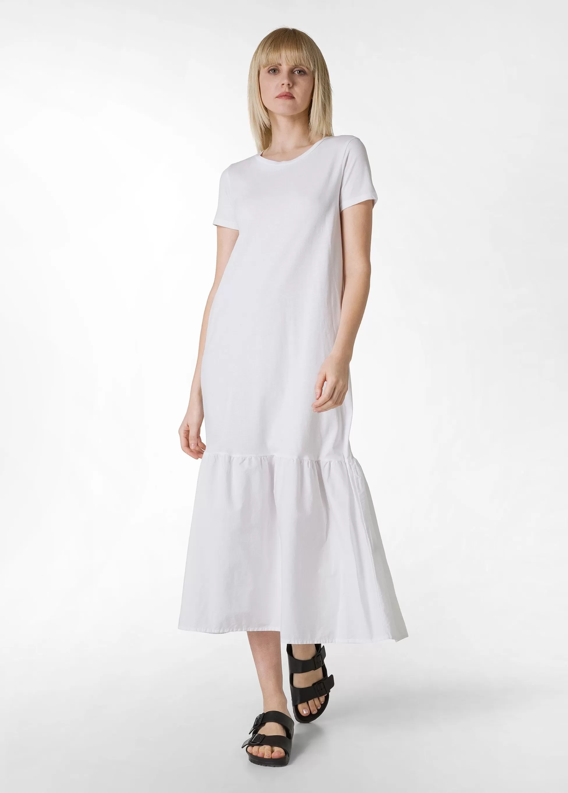Donna DEHA Vestiti, Gonne E Tute*Abito Lungo Con Inserto In Popeline Bianco