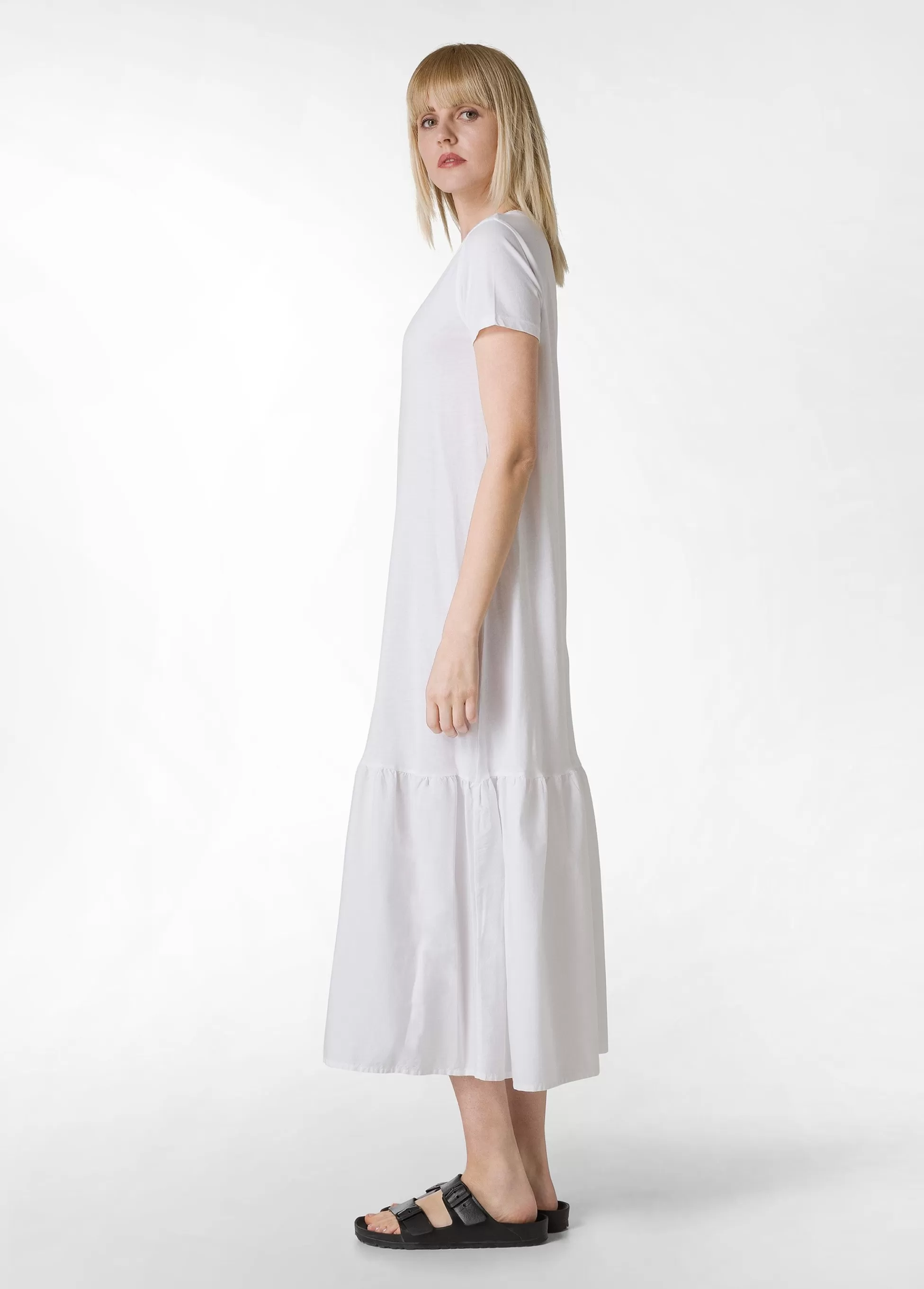 Donna DEHA Vestiti, Gonne E Tute*Abito Lungo Con Inserto In Popeline Bianco