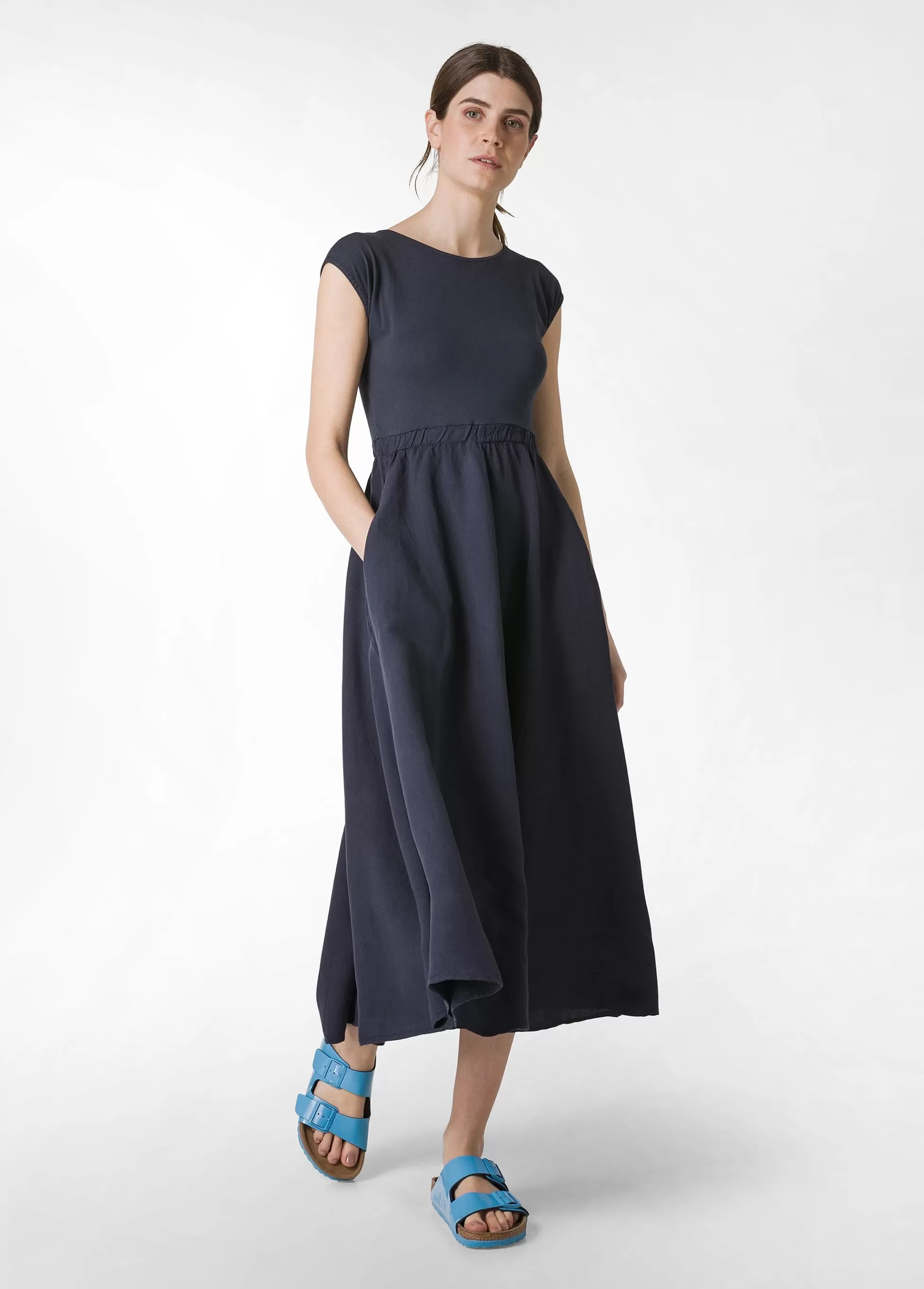 Donna DEHA Vestiti, Gonne E Tute*Abito Lungo Jersey E Lino Blu
