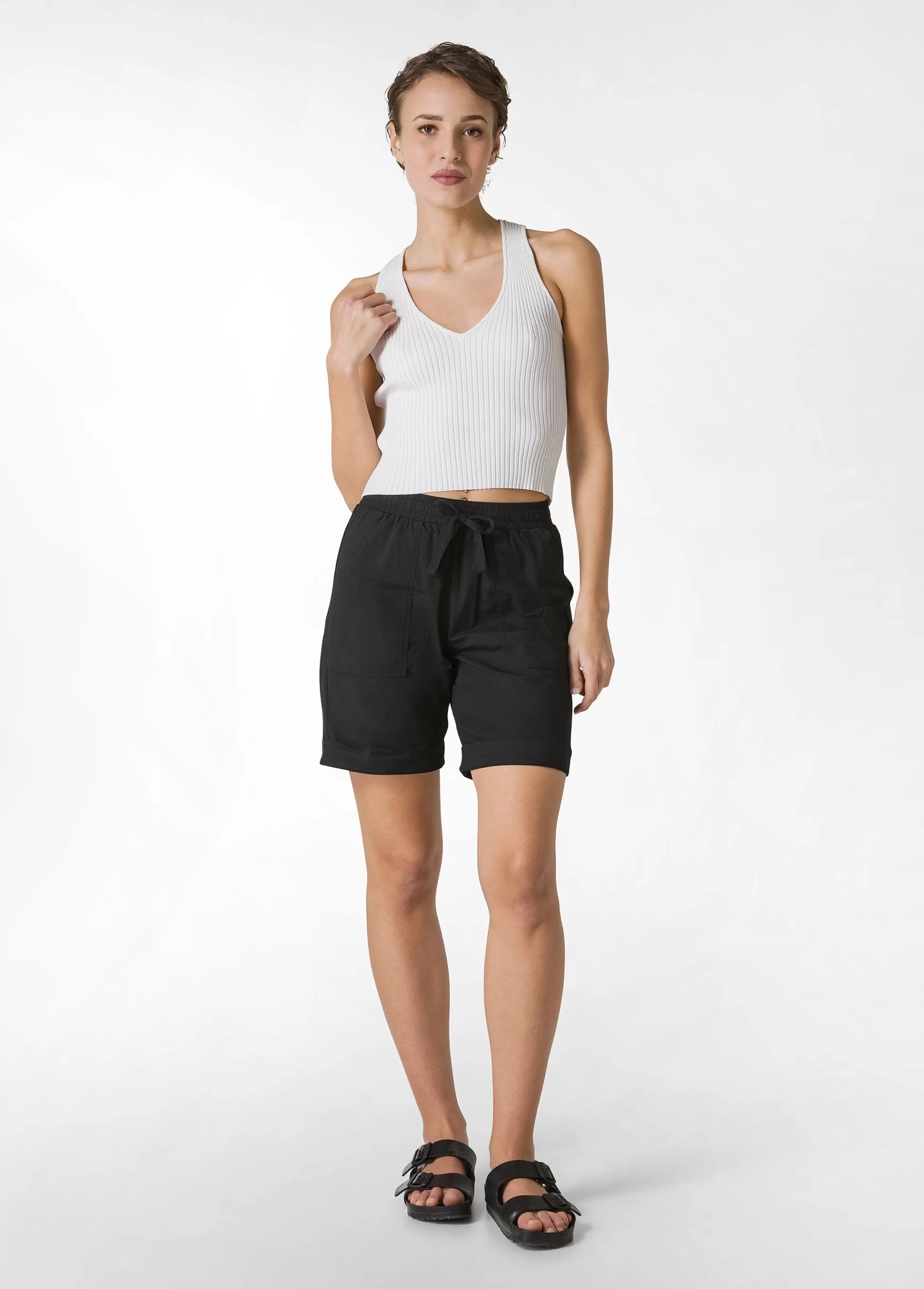 Donna DEHA Bermuda*Bermuda In Popeline Con Coulisse Nero