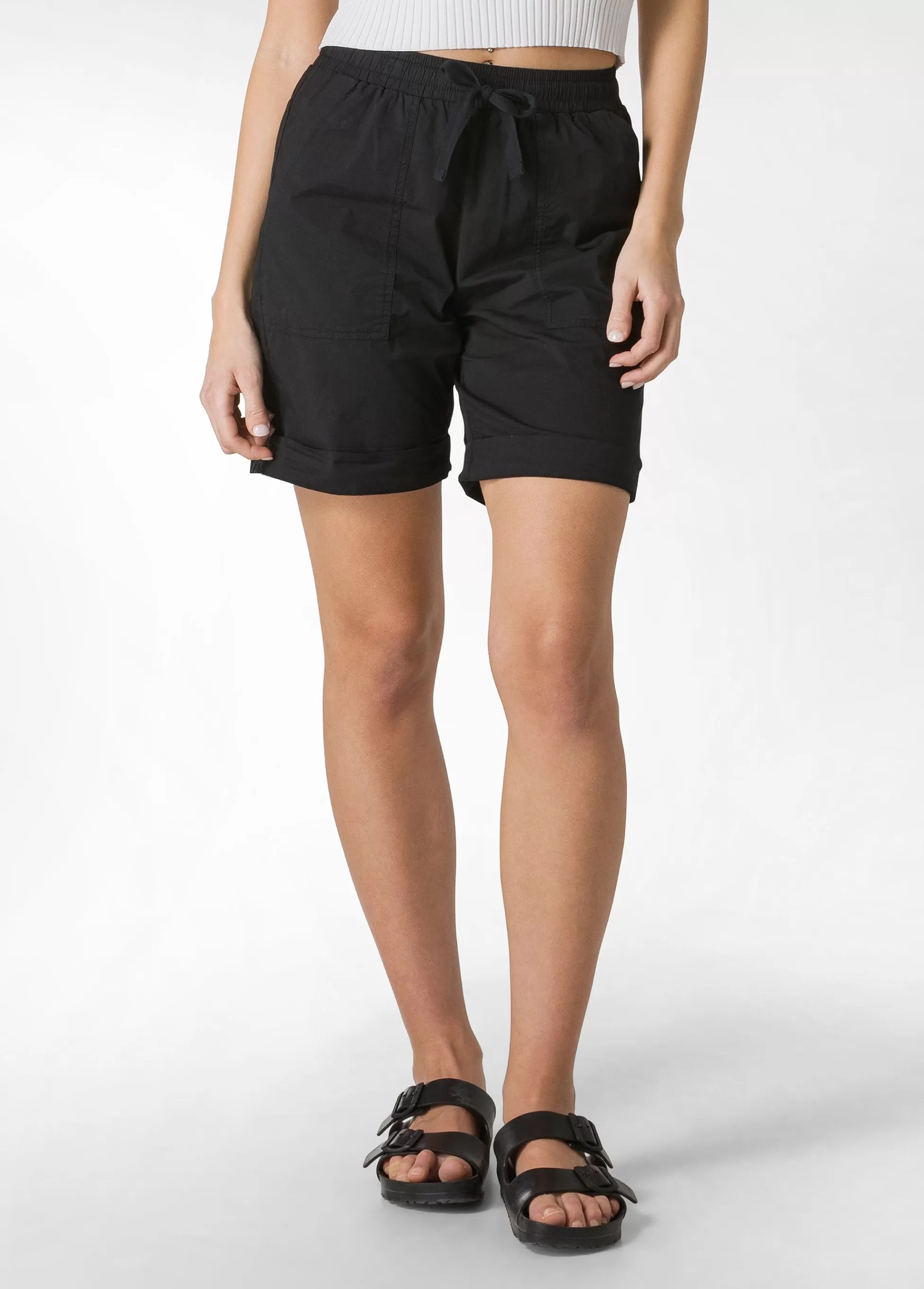 Donna DEHA Bermuda*Bermuda In Popeline Con Coulisse Nero