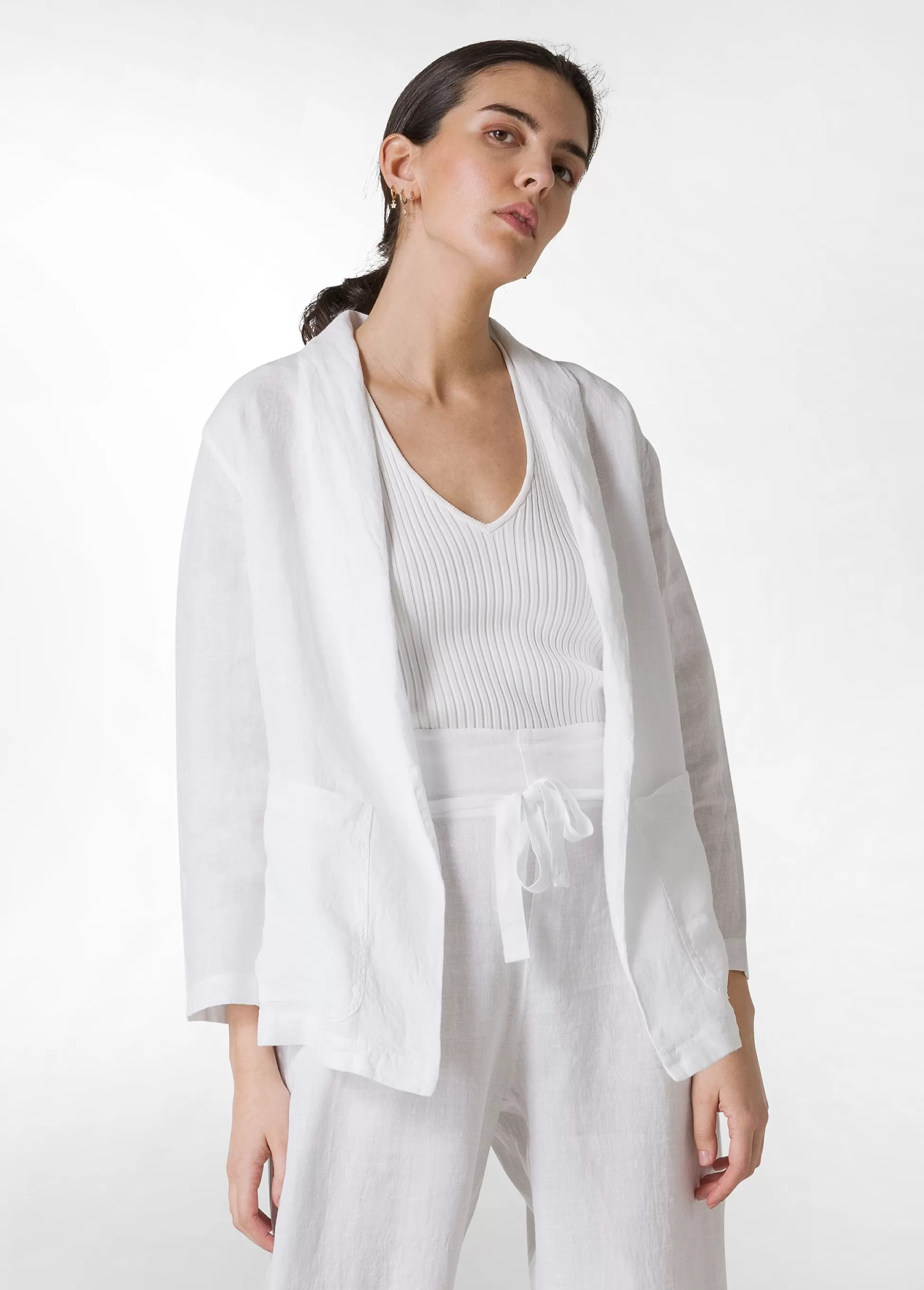 Donna DEHA Giacche E Giubbotti*Blazer In Lino Bianco