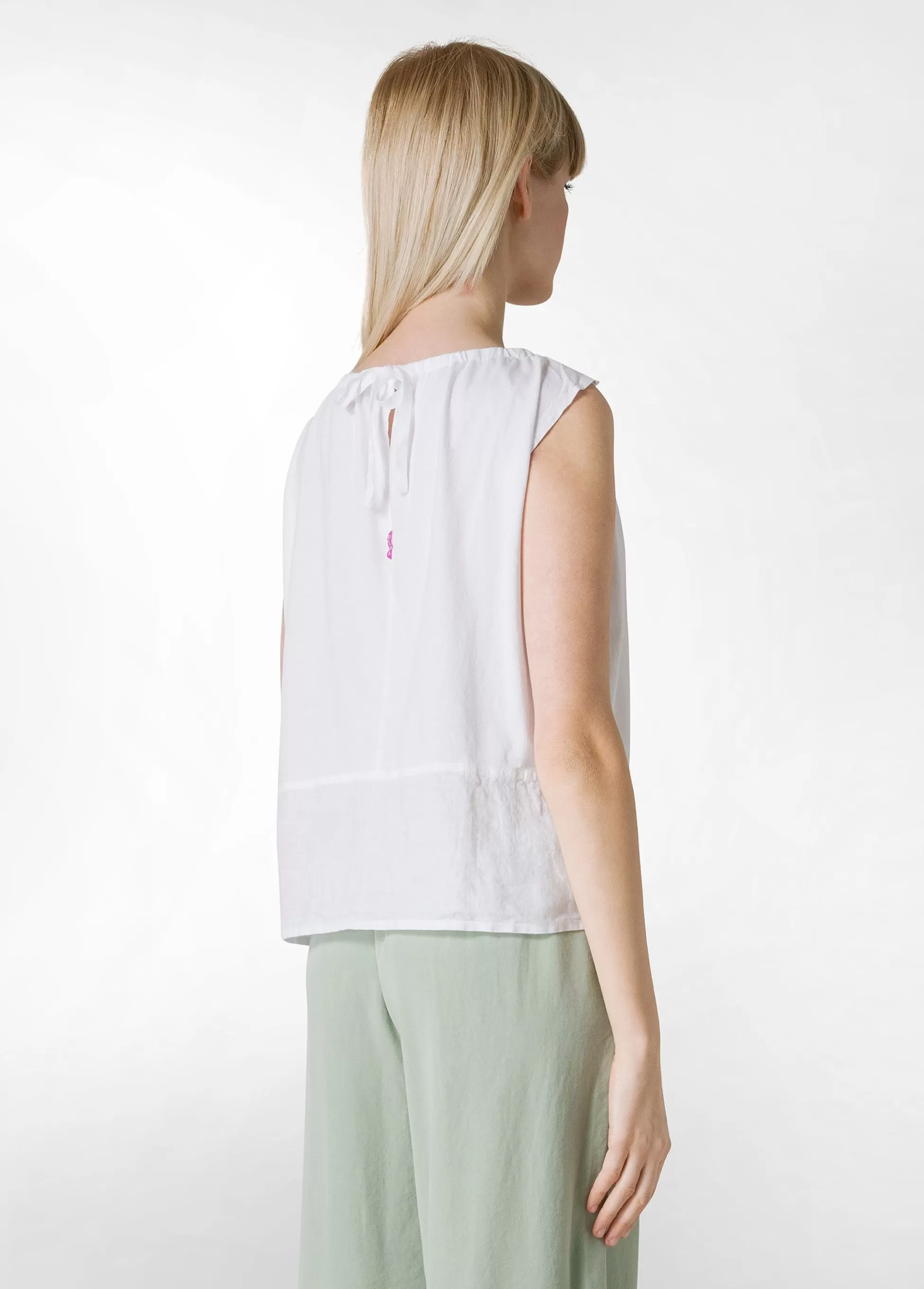 Donna DEHA Top & T-Shirts*Blusa Con Inserto In Lino Bianco