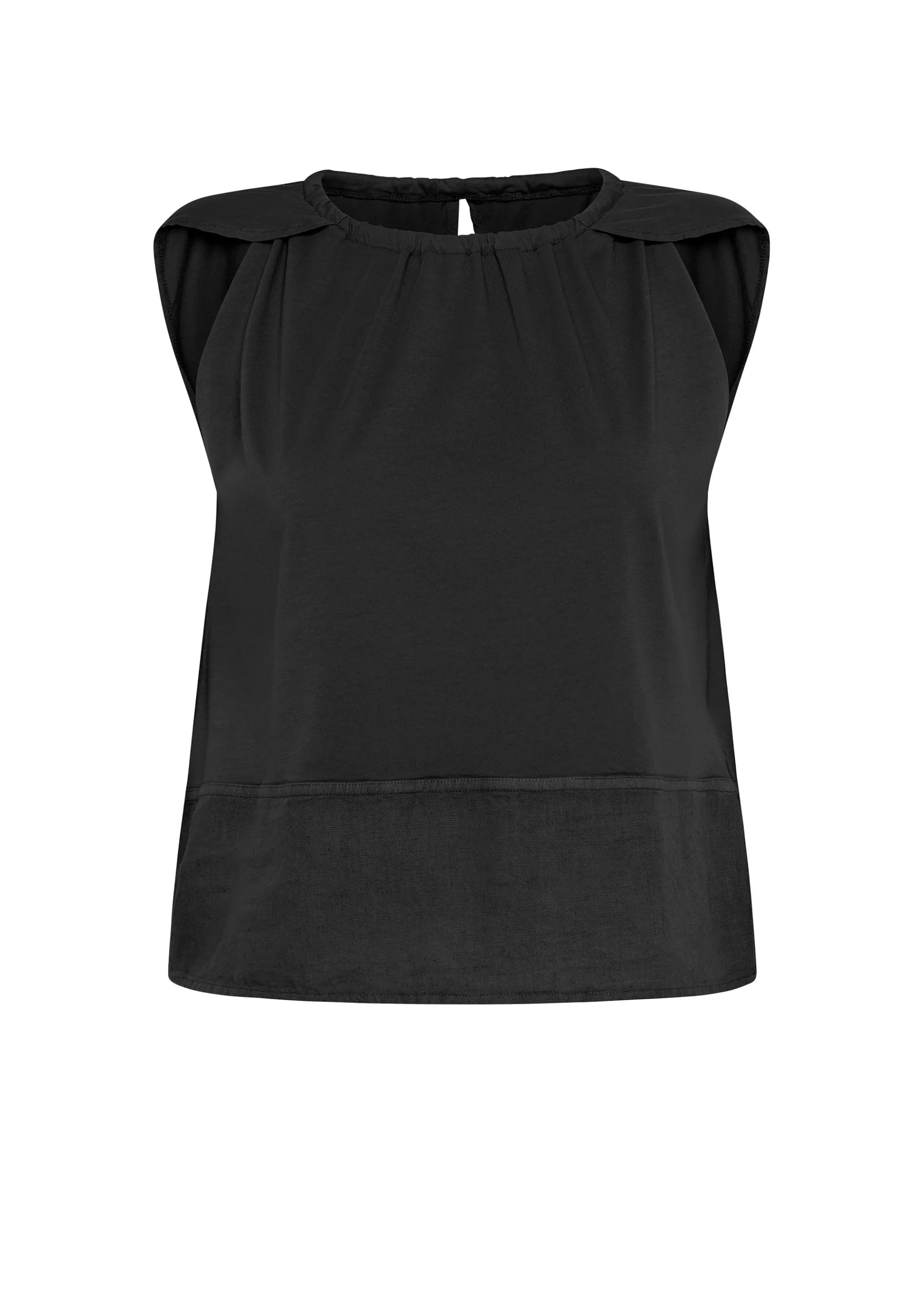 Donna DEHA Top & T-Shirts*Blusa Con Inserto In Lino Nero