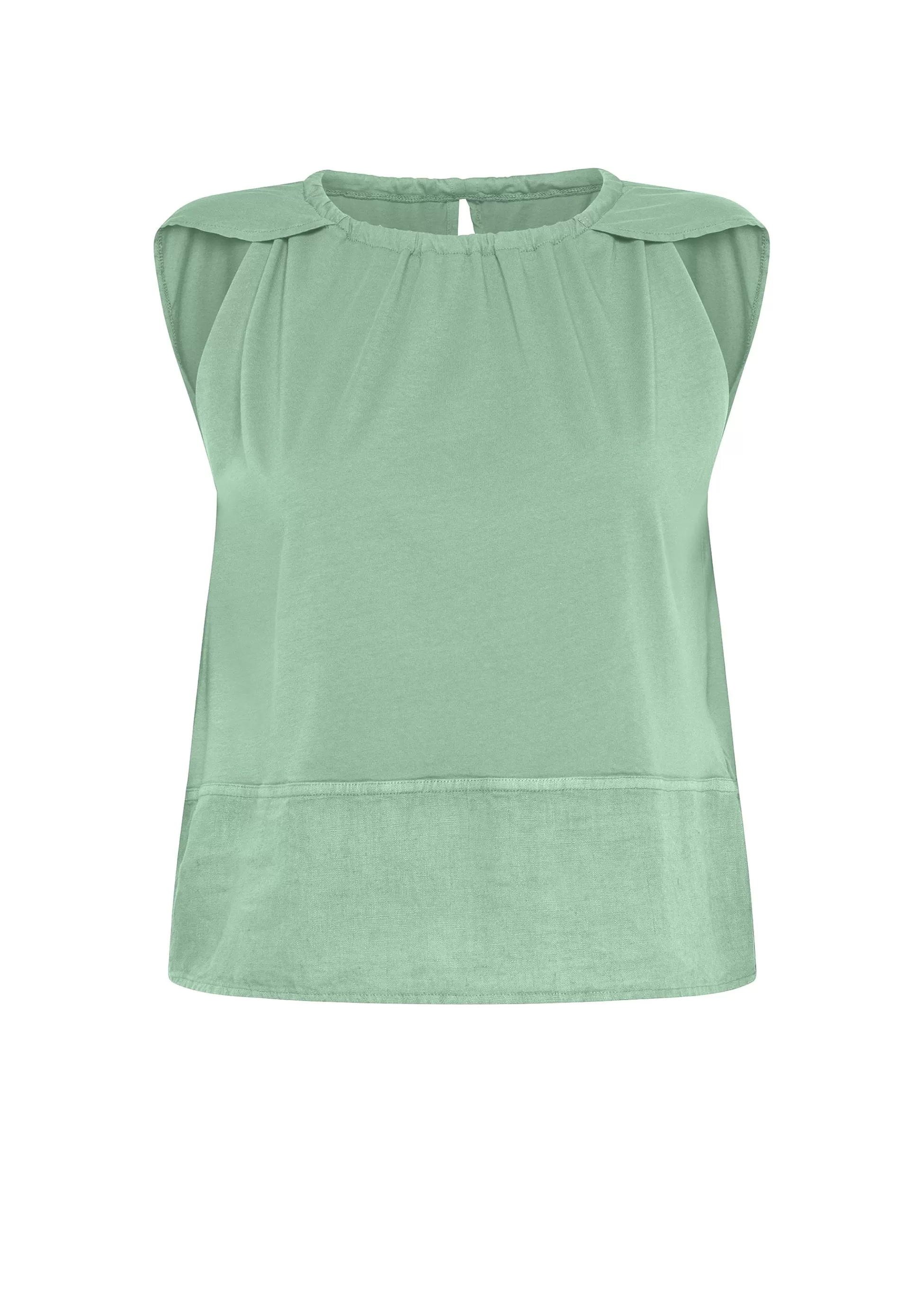 Donna DEHA Top & T-Shirts*Blusa Con Inserto In Lino Verde