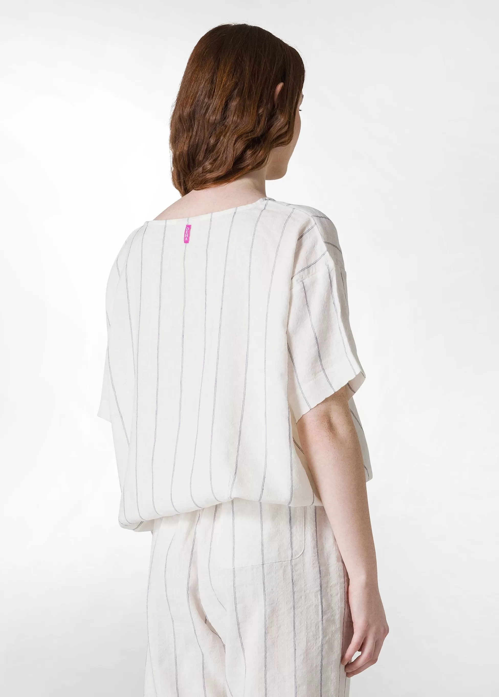 Donna DEHA Camicie & Bluse*Blusa In Lino Gessato Bianco