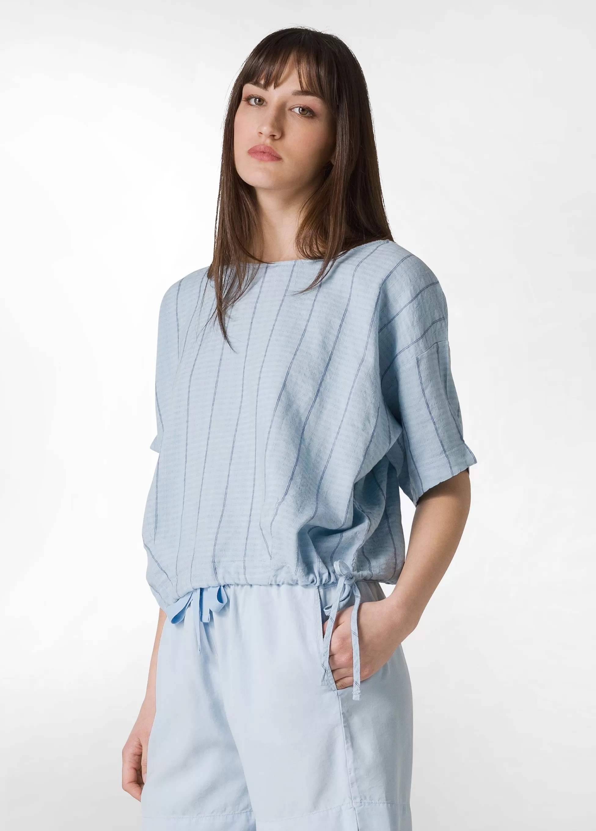 Donna DEHA Camicie & Bluse*Blusa In Lino Gessato Blu