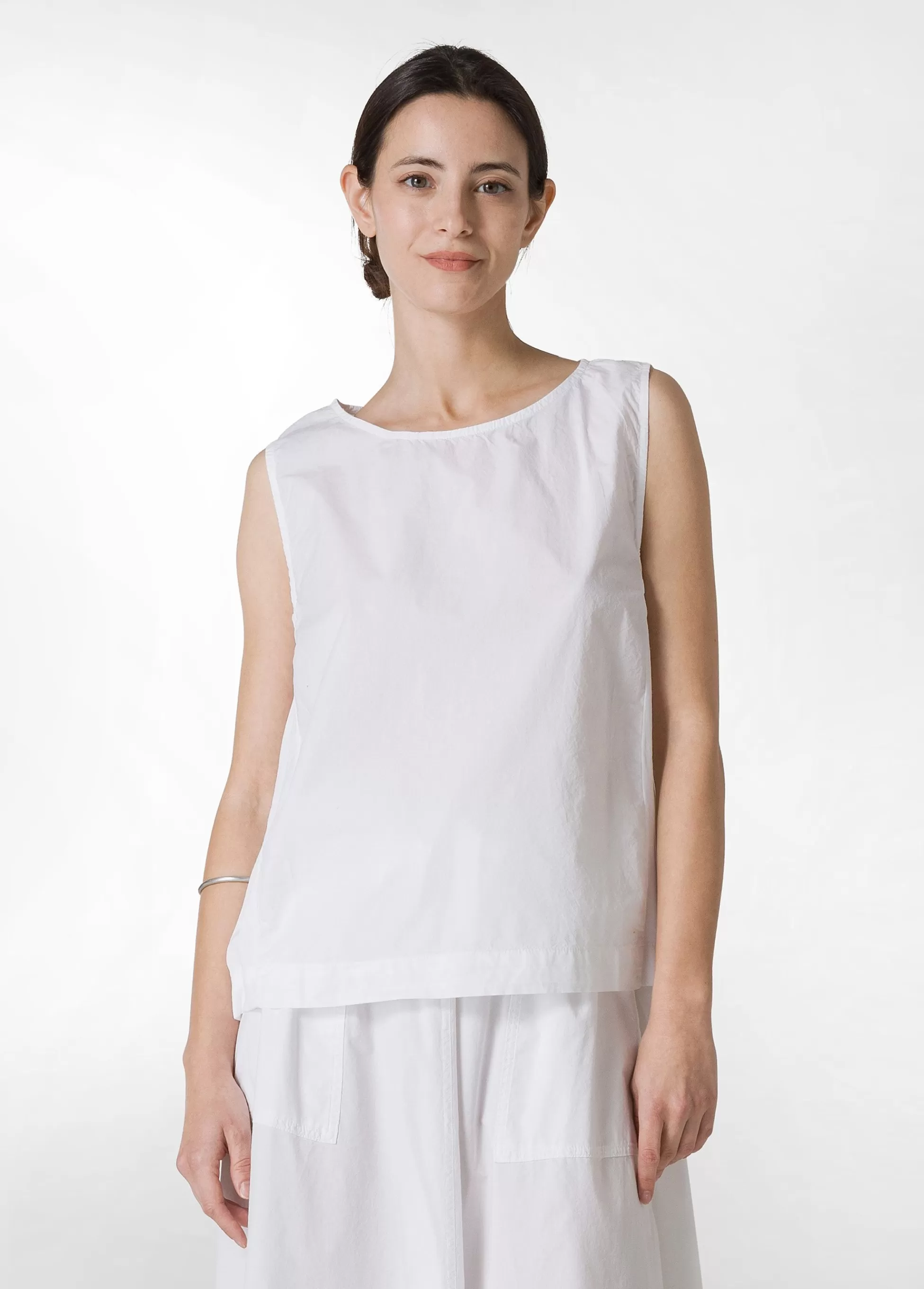 Donna DEHA Camicie & Bluse*Blusa Smanicata In Popeline E Raso Bianco