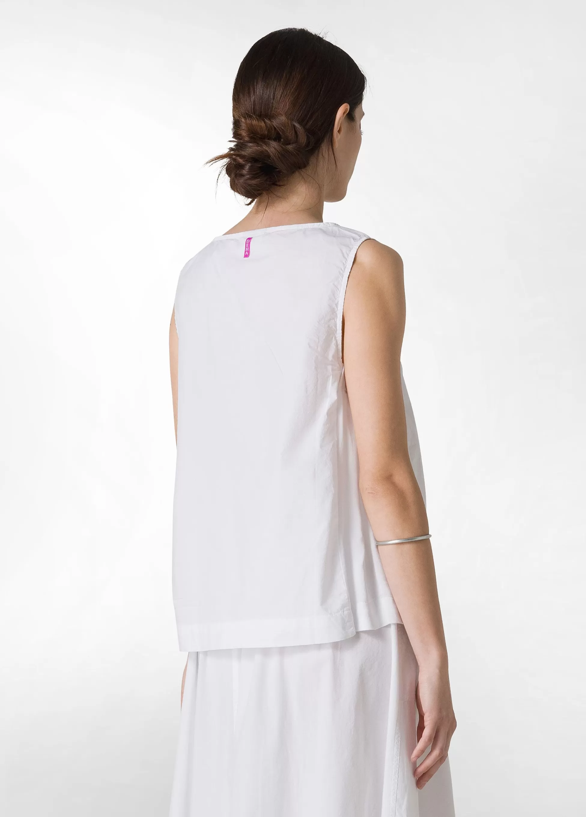 Donna DEHA Camicie & Bluse*Blusa Smanicata In Popeline E Raso Bianco
