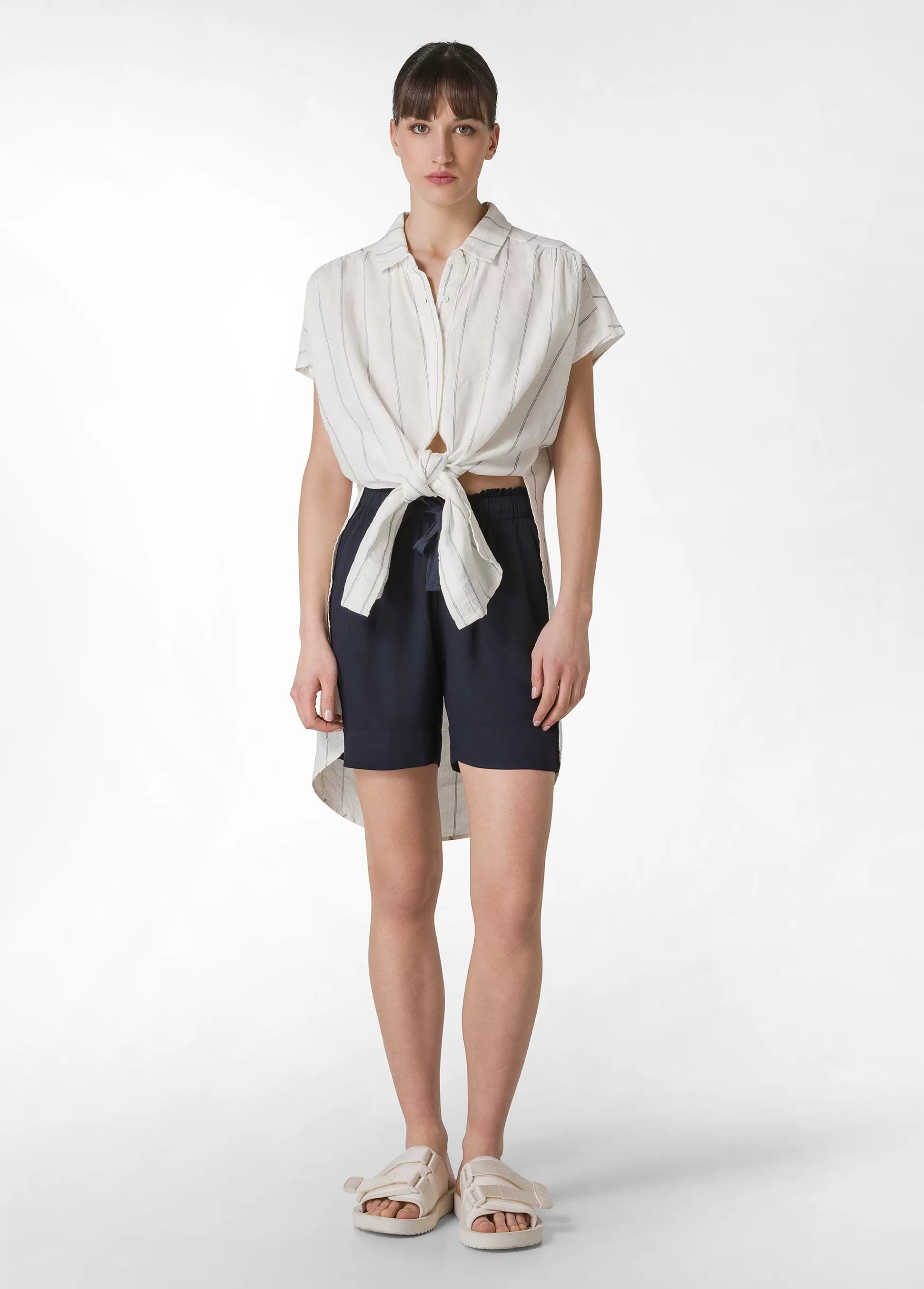 Donna DEHA Camicie & Bluse*Camicia In Lino Gessato Bianco