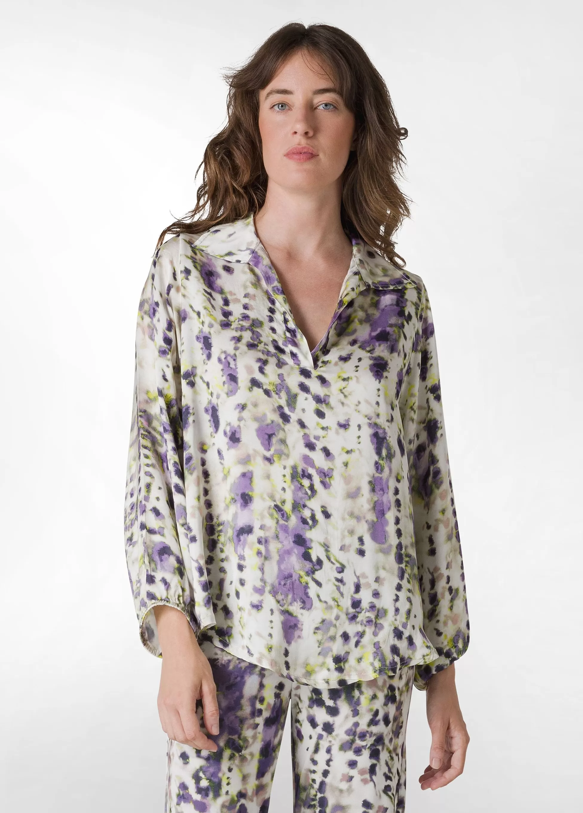Donna DEHA Camicie & Bluse*Camicia In Raso Stampato Viola