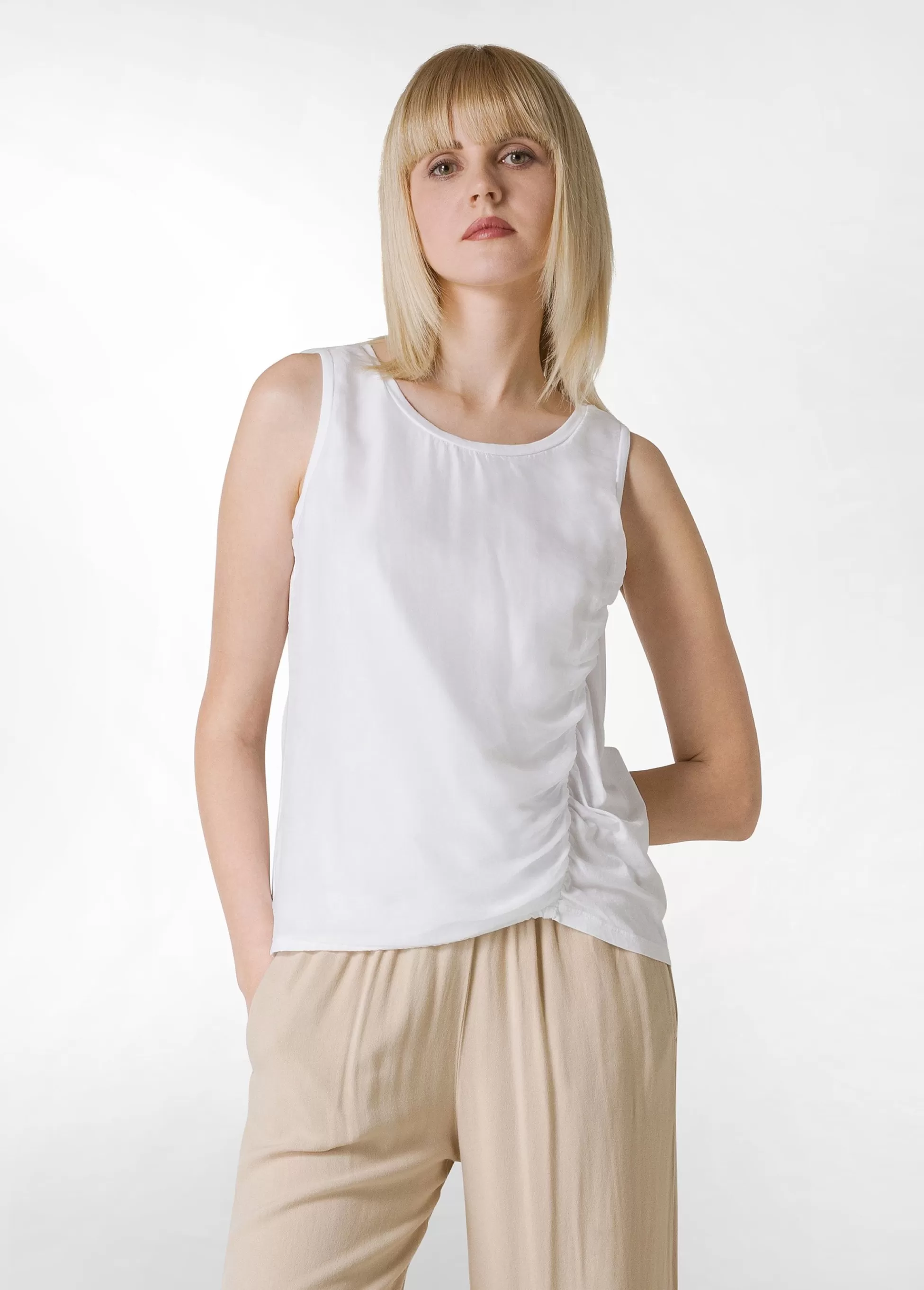 Donna DEHA Top & T-Shirts*Canotta Arricciata Bianco
