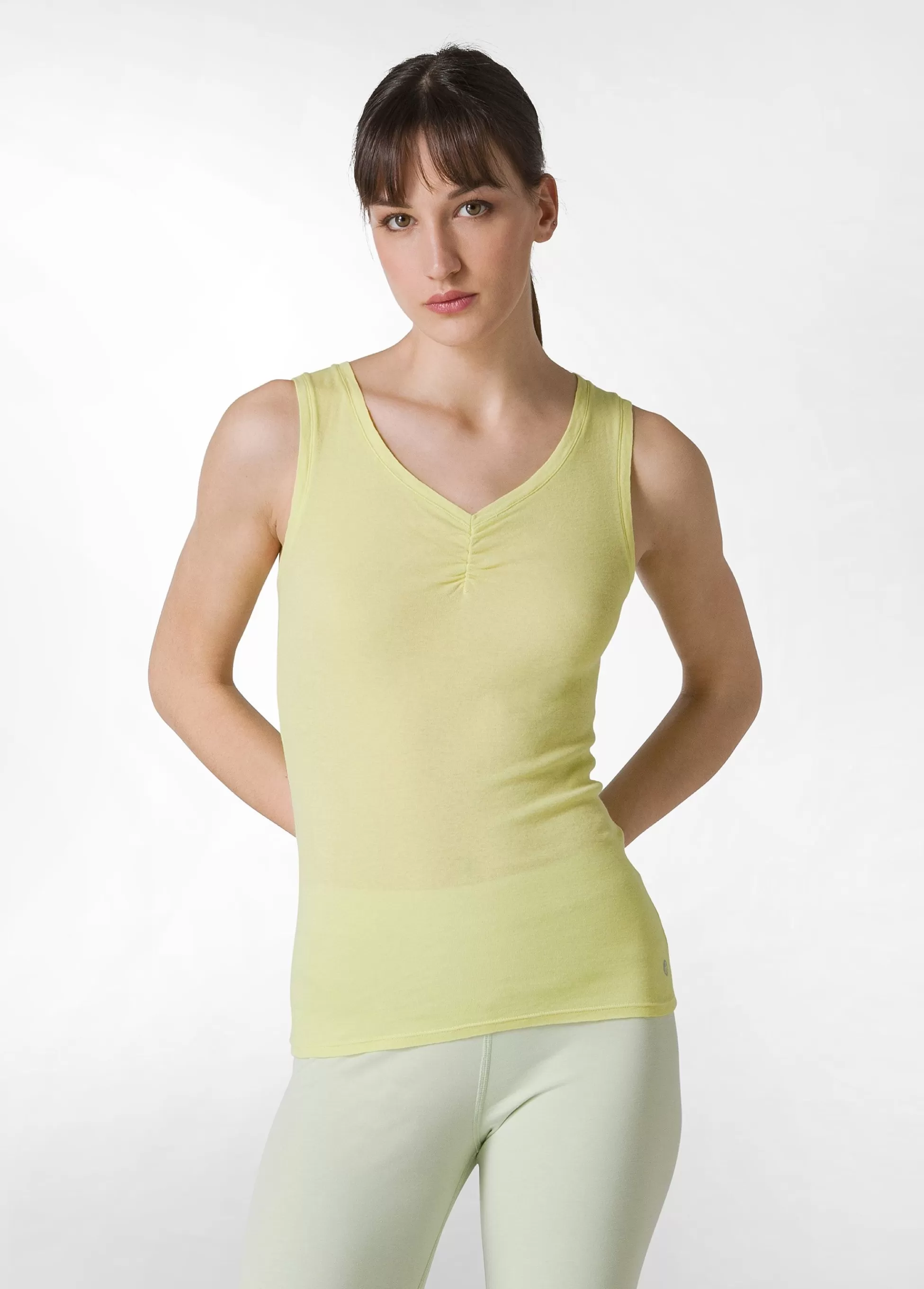 Donna DEHA Top & T-Shirts*Canotta Leggera Scollo A V Giallo