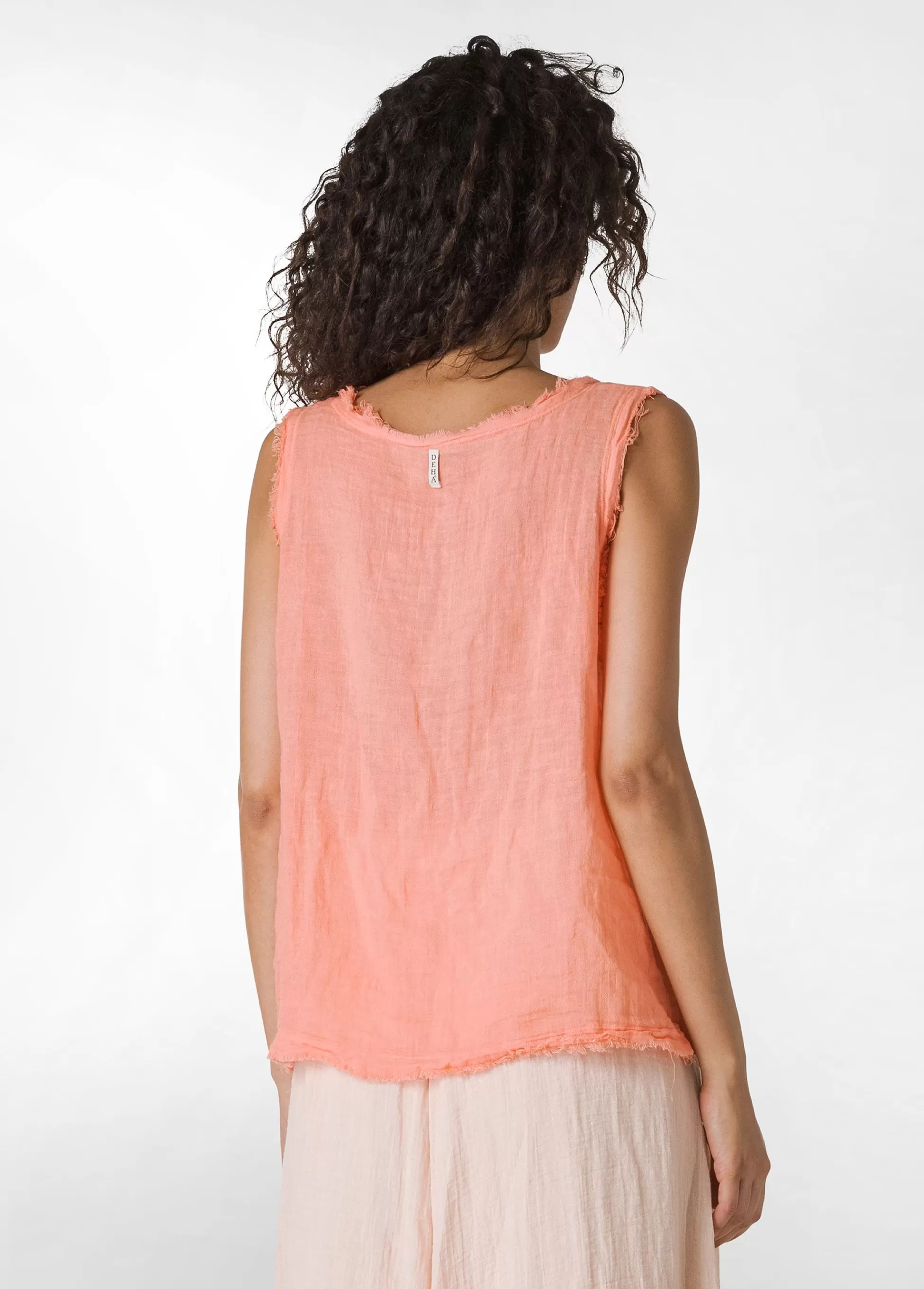 Donna DEHA Top & T-Shirts*Canotta Sfrangiata In Lino Arancio