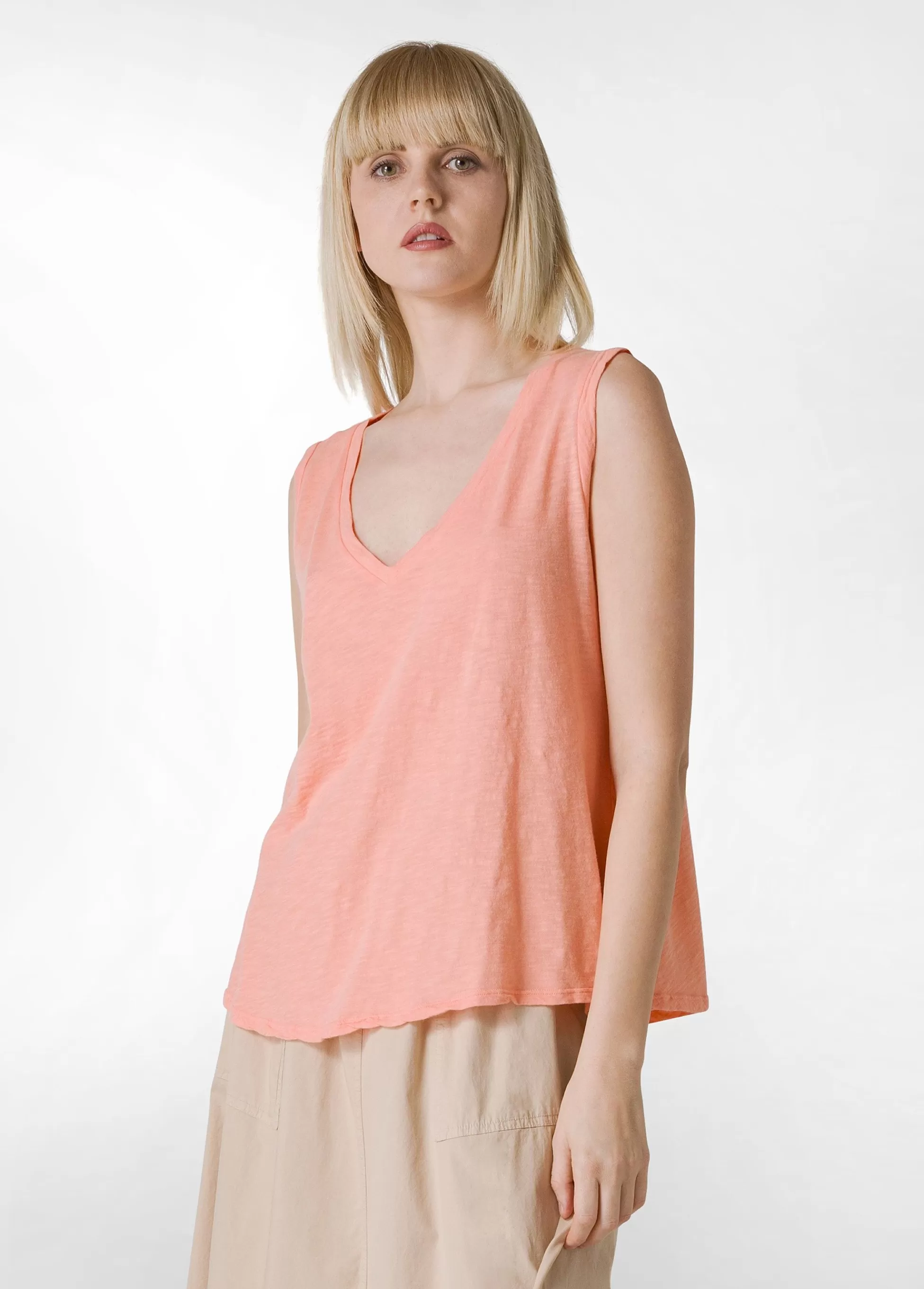 Donna DEHA Top & T-Shirts*Canotta Svasata In Jersey Fiammato Arancio