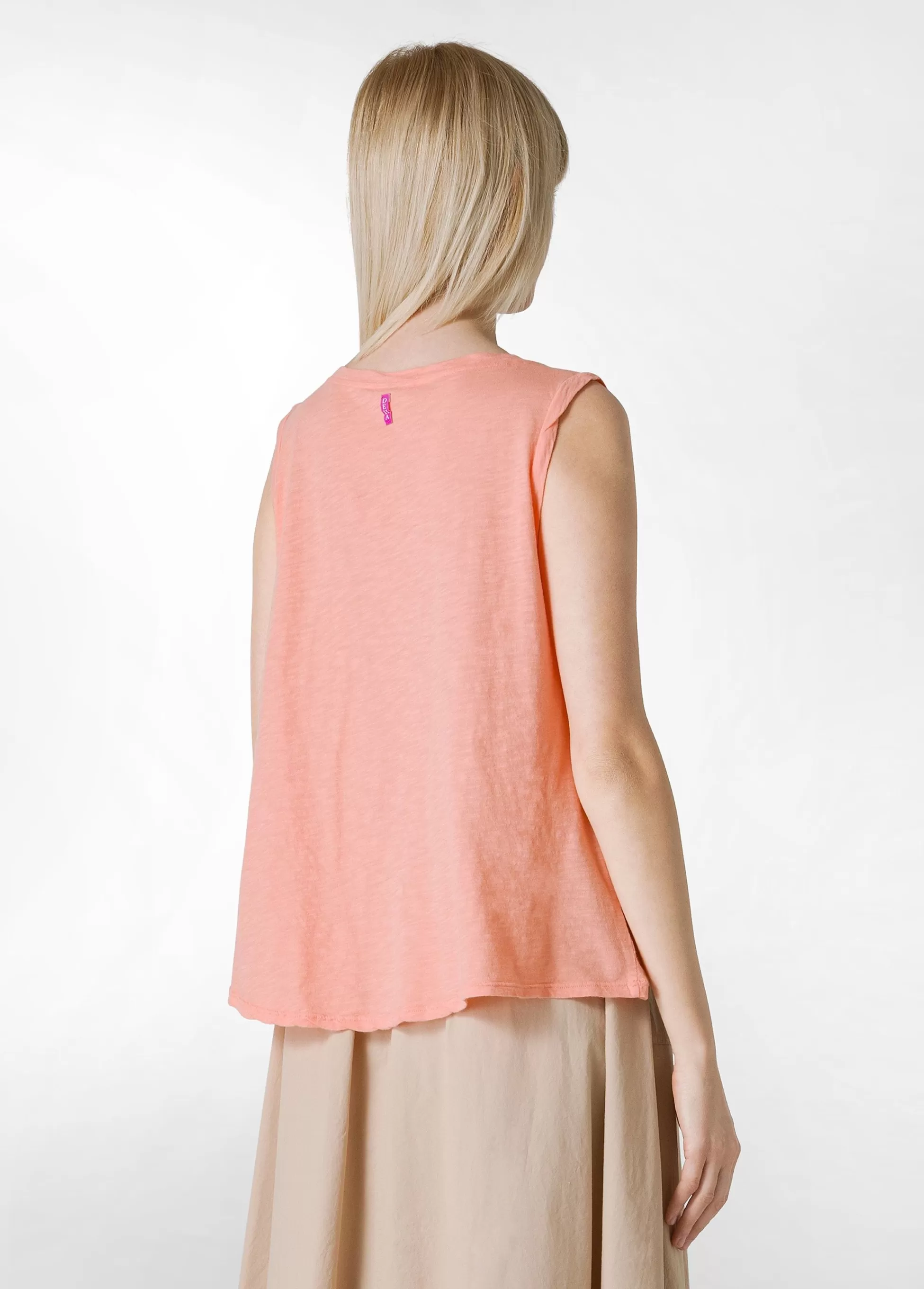 Donna DEHA Top & T-Shirts*Canotta Svasata In Jersey Fiammato Arancio
