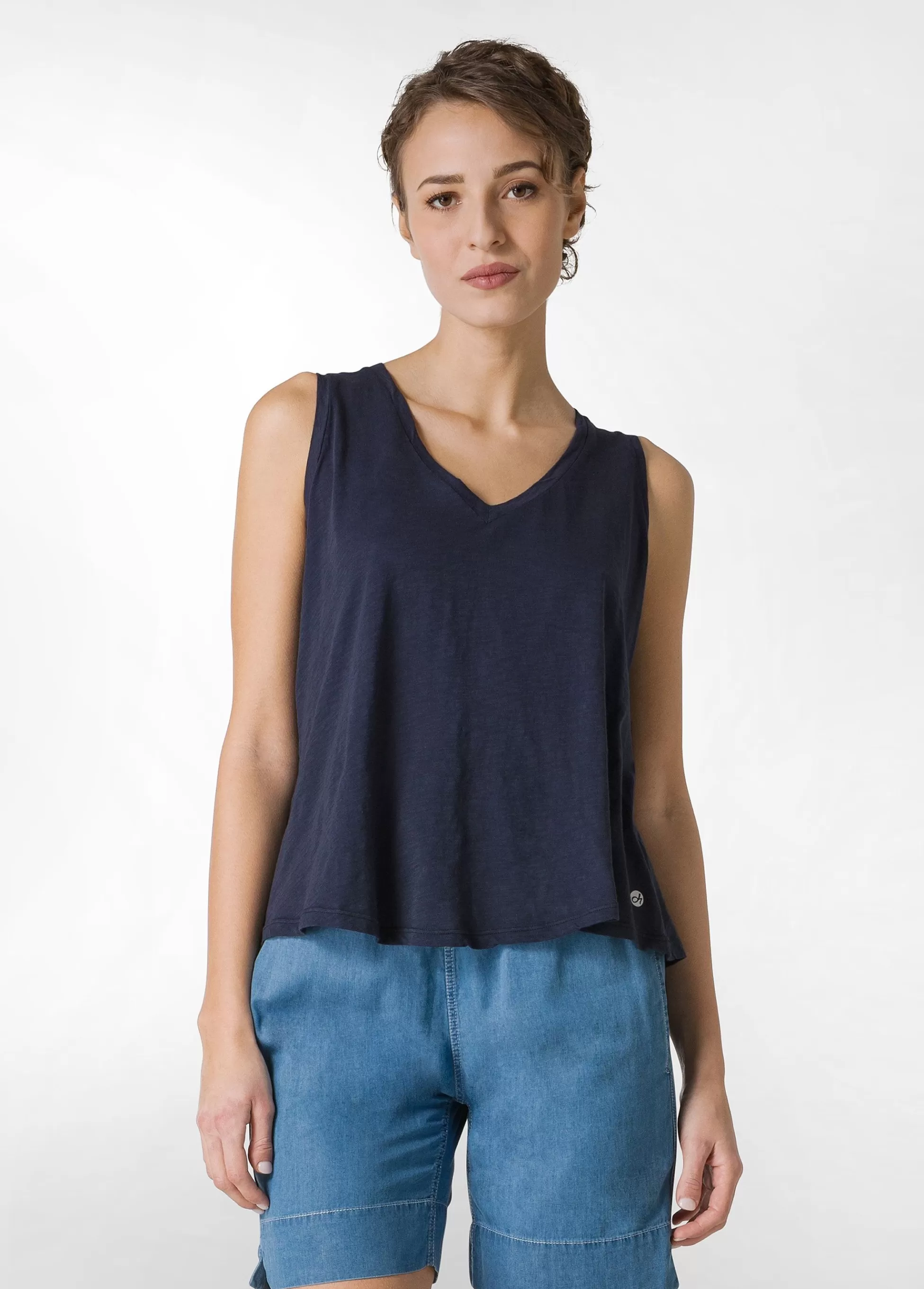 Donna DEHA Top & T-Shirts*Canotta Svasata In Jersey Fiammato Blu