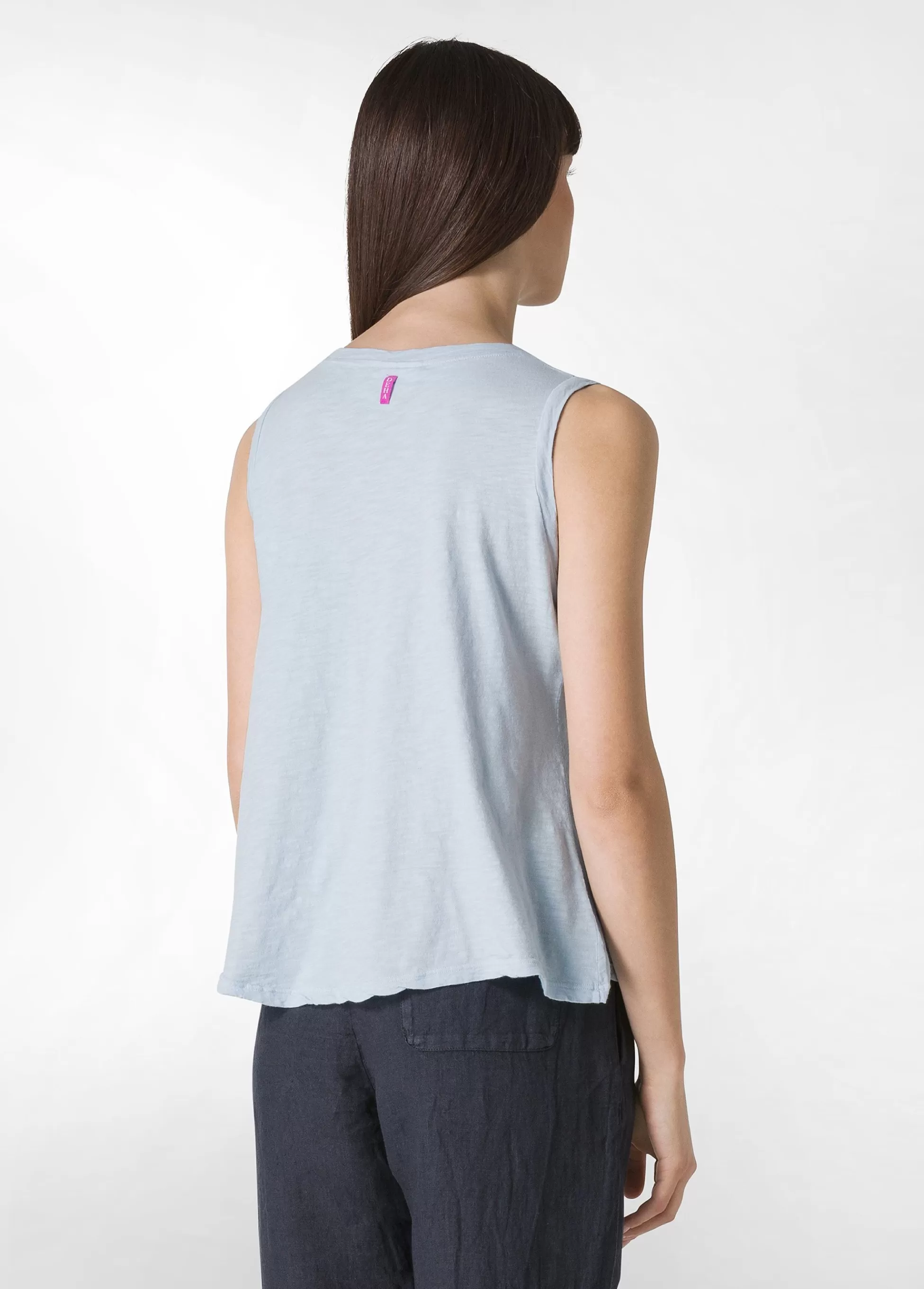 Donna DEHA Top & T-Shirts*Canotta Svasata In Jersey Fiammato Blu