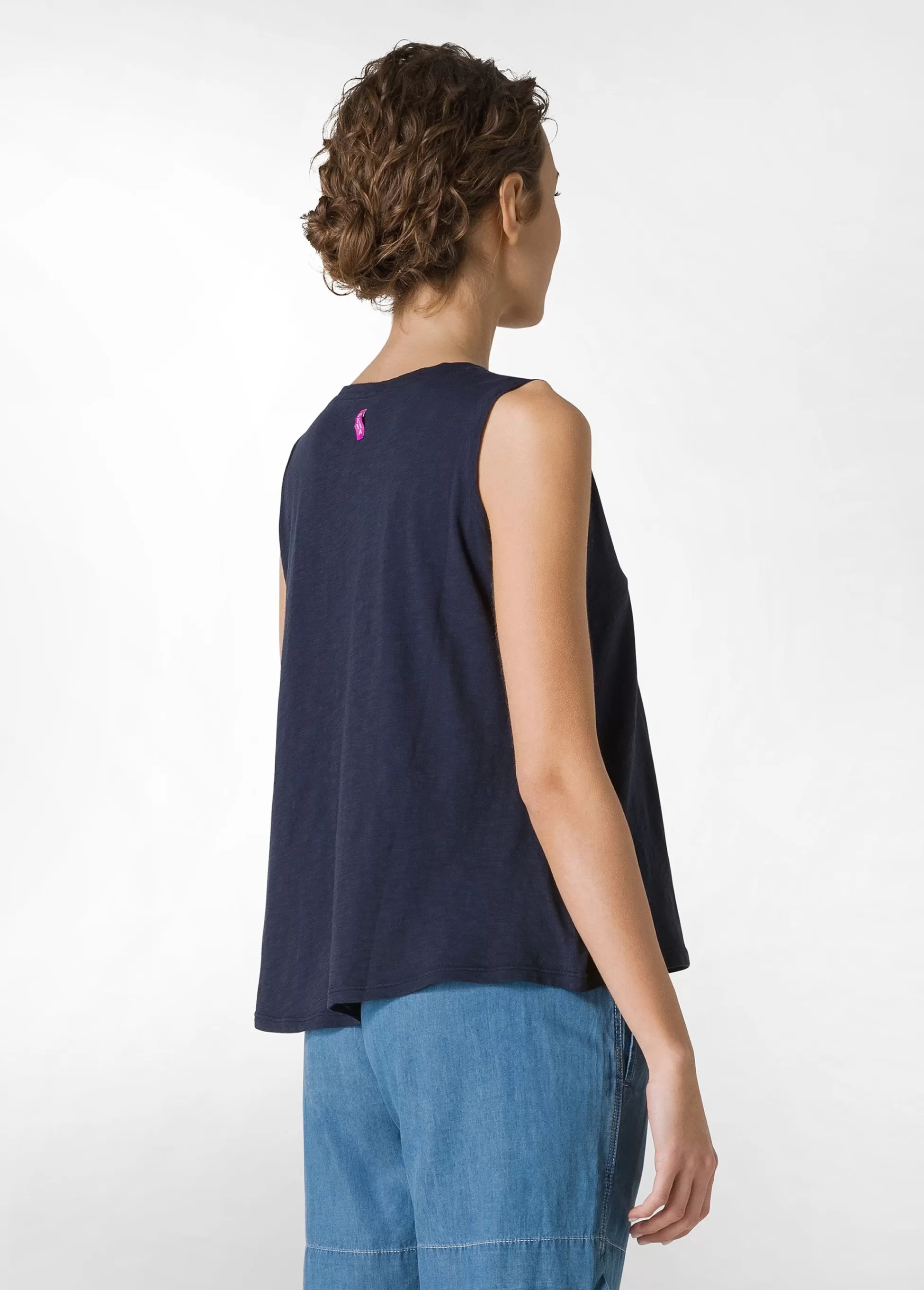 Donna DEHA Top & T-Shirts*Canotta Svasata In Jersey Fiammato Blu