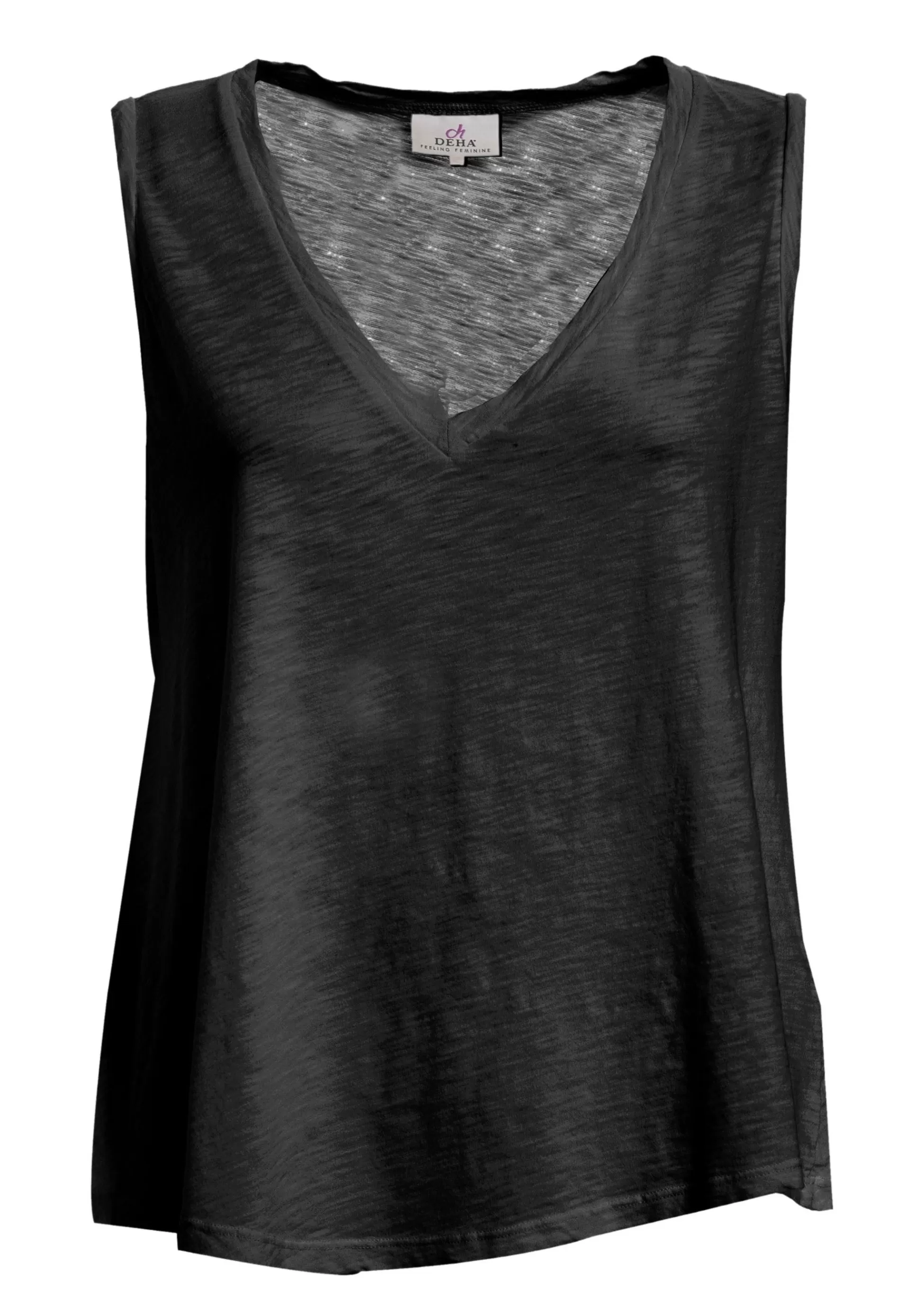 Donna DEHA Top & T-Shirts*Canotta Svasata In Jersey Fiammato Nero