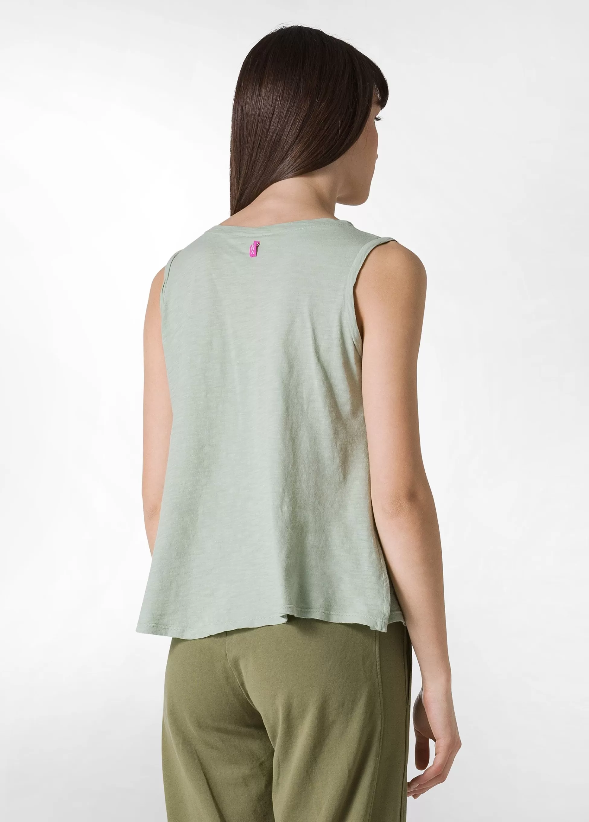 Donna DEHA Top & T-Shirts*Canotta Svasata In Jersey Fiammato Verde