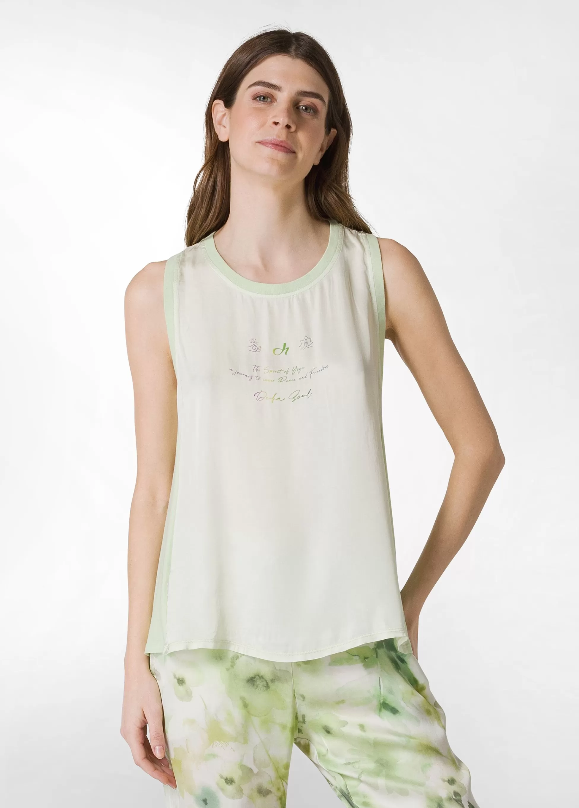 Donna DEHA Top & T-Shirts*Canotta Yoga In Raso Con Grafica Verde