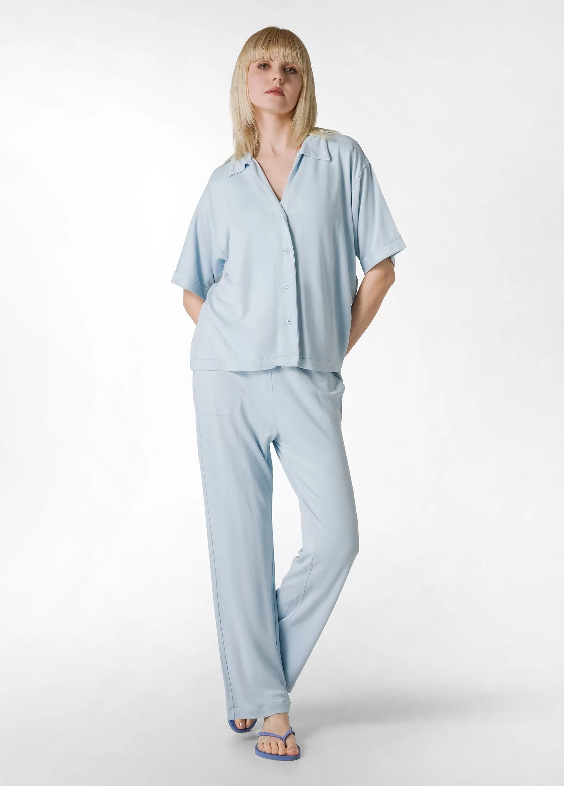 Donna DEHA Comfort Set*Completo Comfort Di Viscosa Azzurro