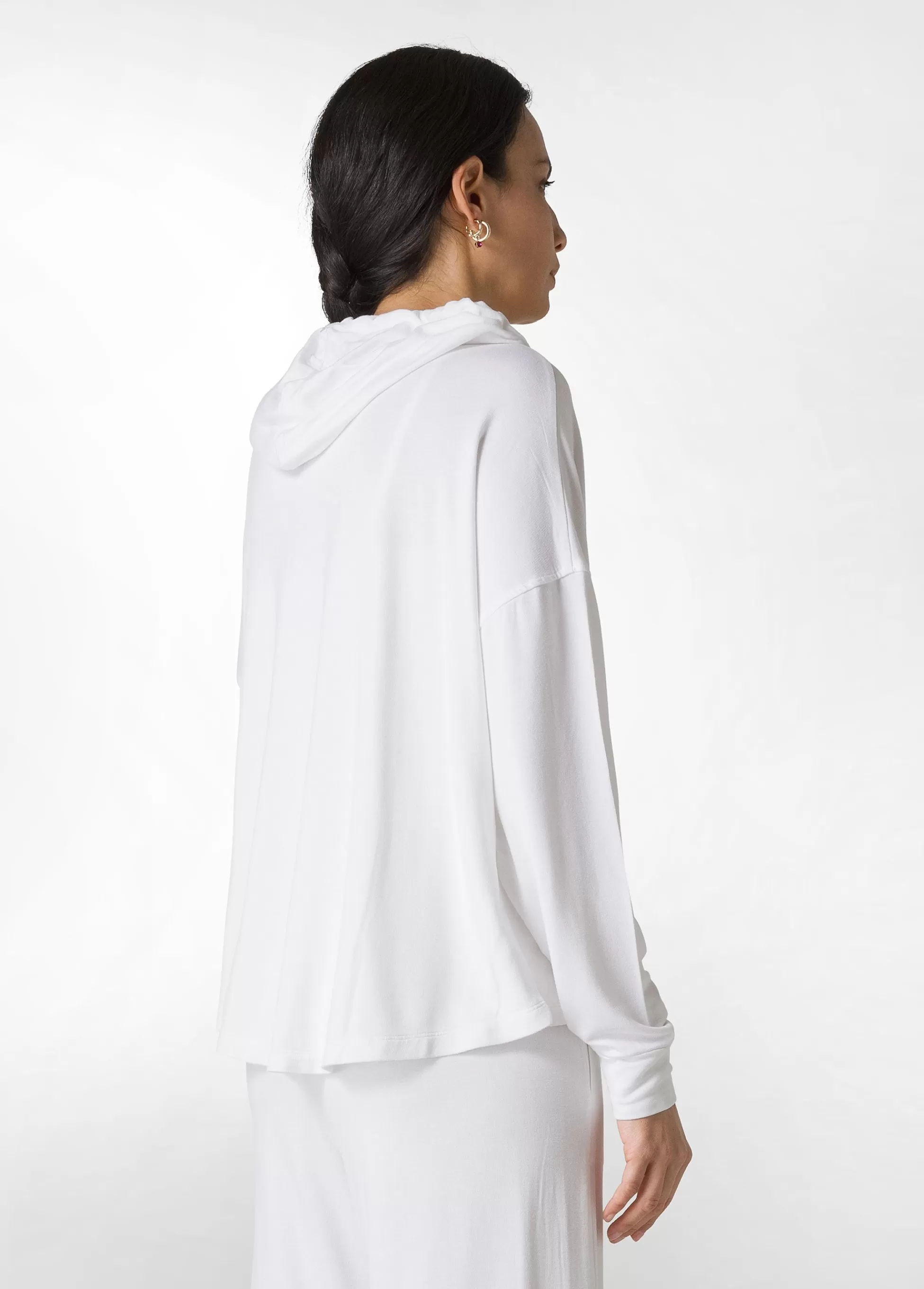 Donna DEHA Felpe & Maglieria*Felpa Comfort Di Viscosa Zip E Cappuccio Bianco