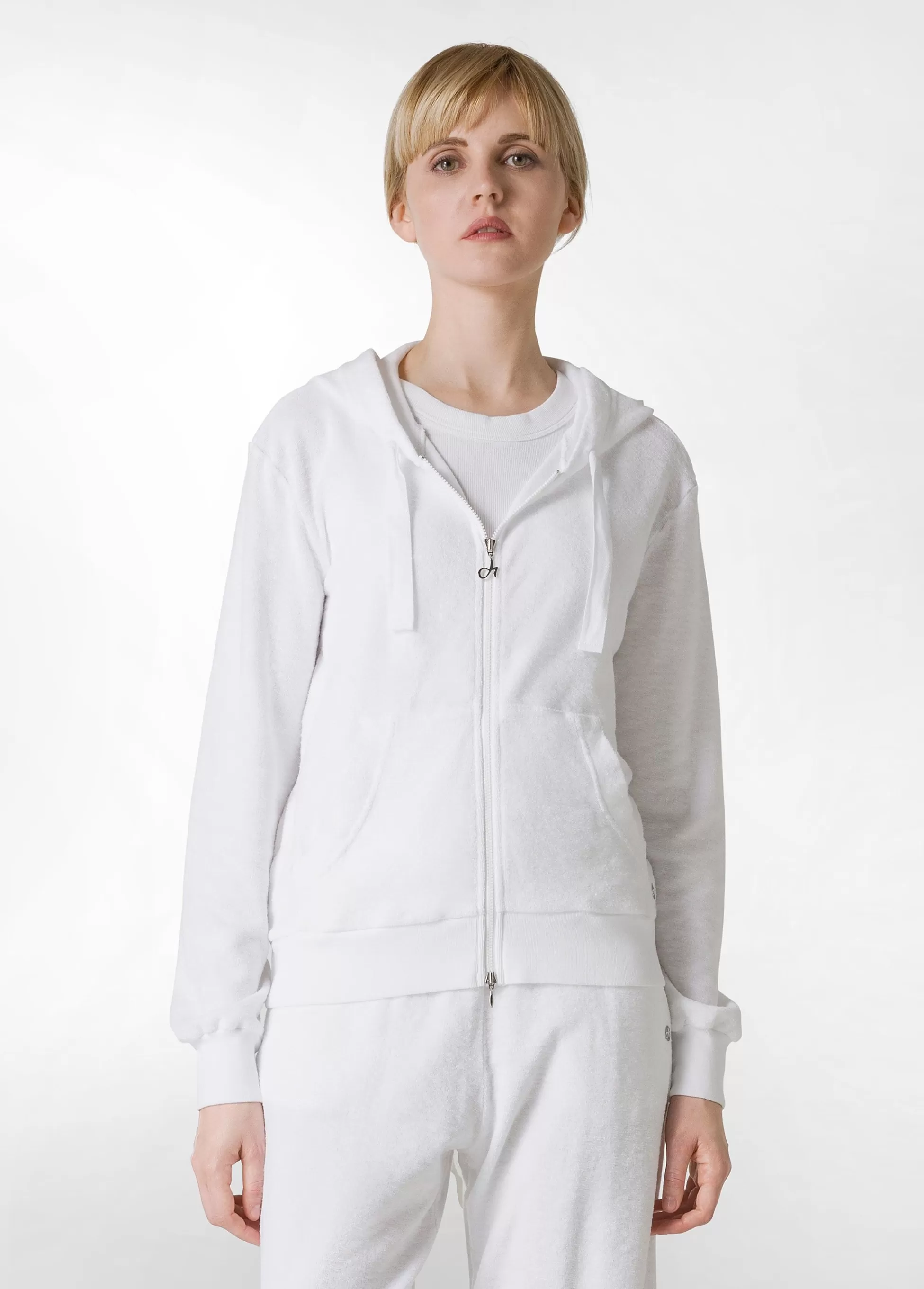 Donna DEHA Felpe & Maglieria*Felpa In Spugna Zip E Cappuccio Bianco