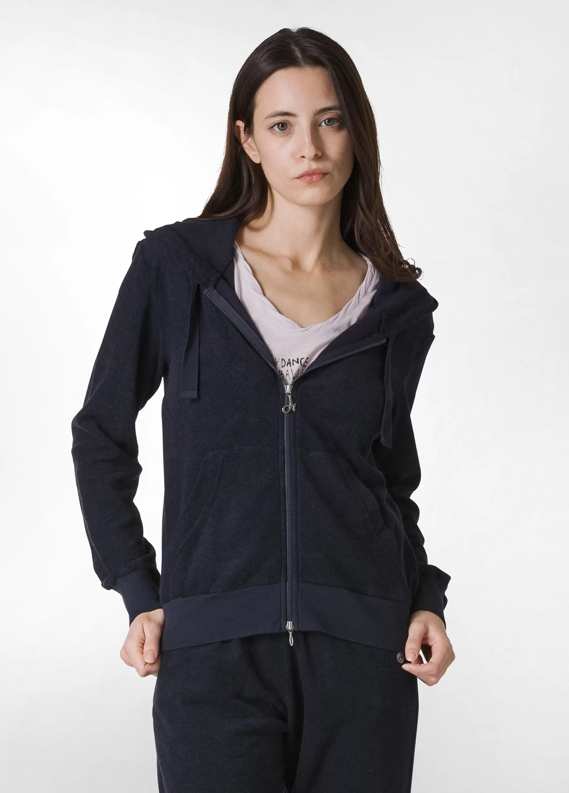 Donna DEHA Felpe & Maglieria*Felpa In Spugna Zip E Cappuccio Blu