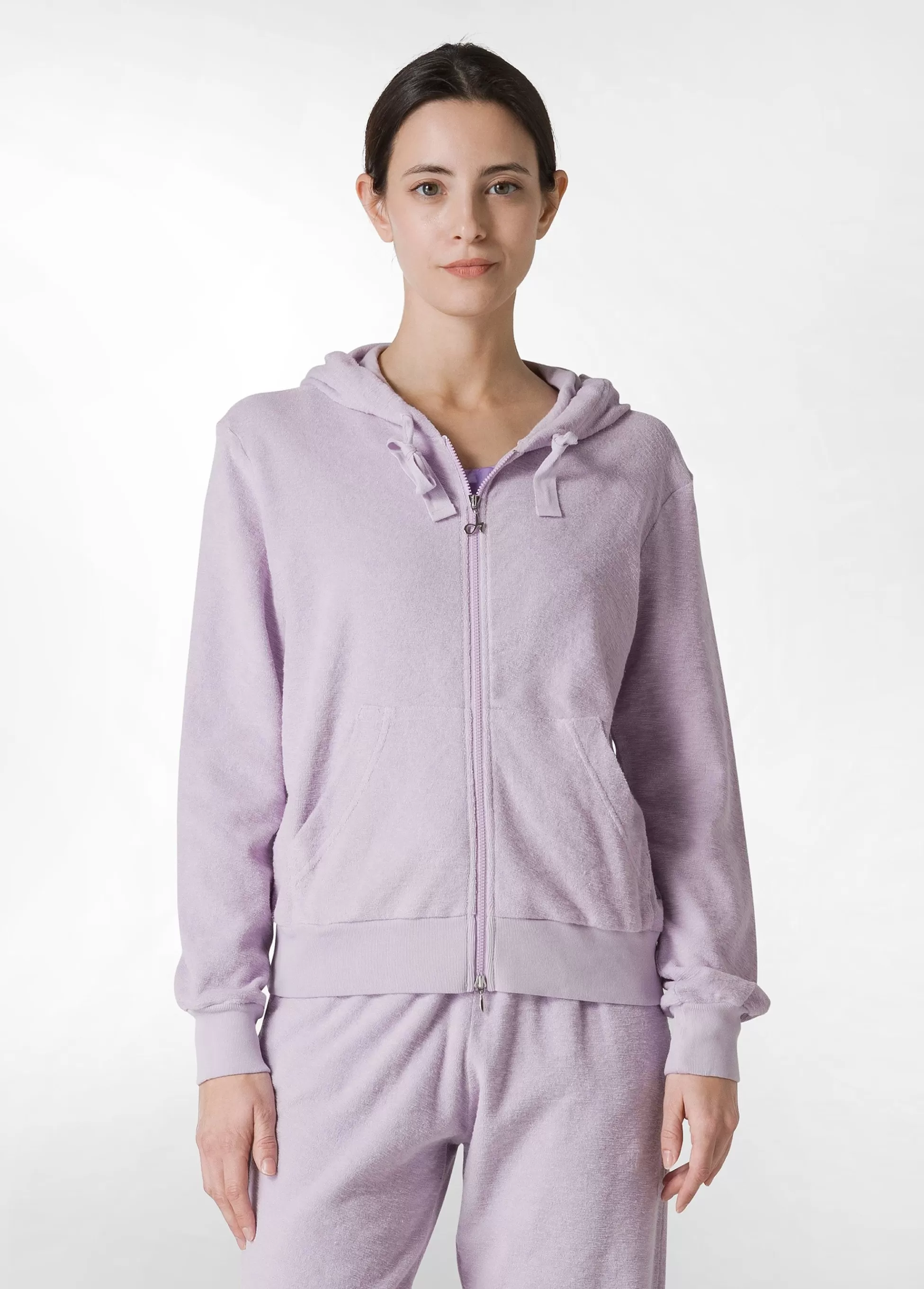 Donna DEHA Felpe & Maglieria*Felpa In Spugna Zip E Cappuccio Viola
