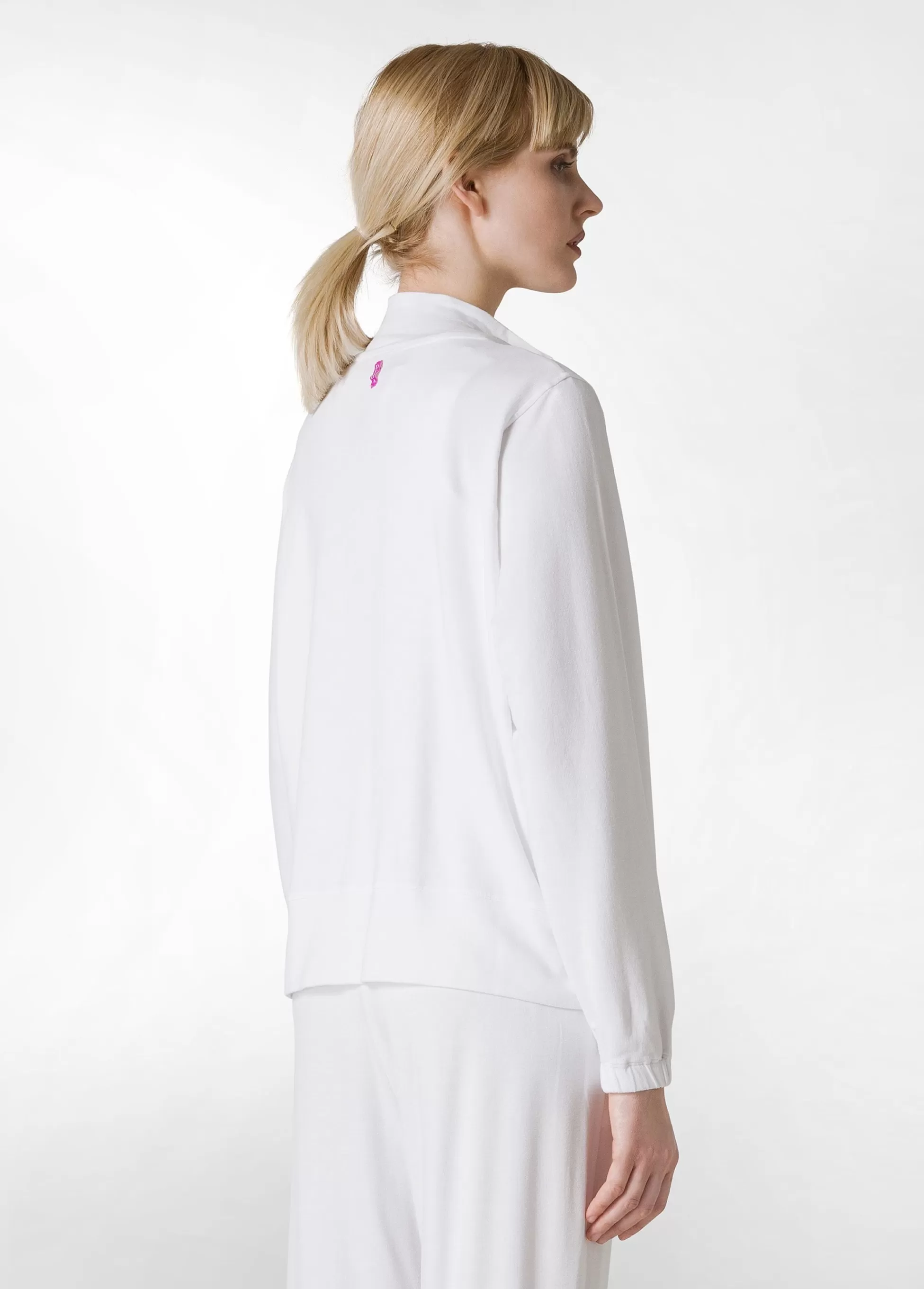Donna DEHA Felpe & Maglieria*Felpa Leggera Misto Viscosa Con Zip Bianco