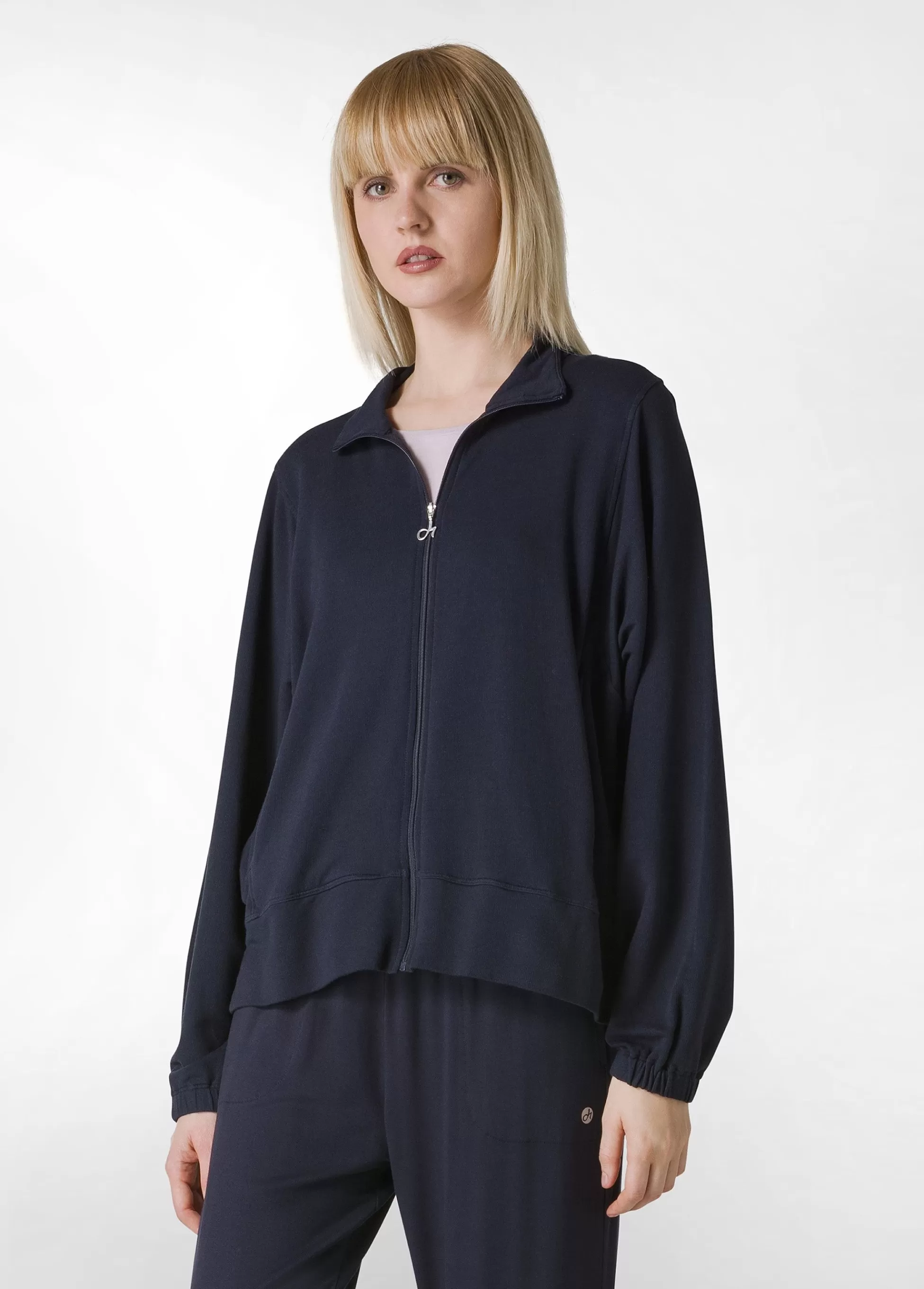 Donna DEHA Felpe & Maglieria*Felpa Leggera Misto Viscosa Con Zip Blu