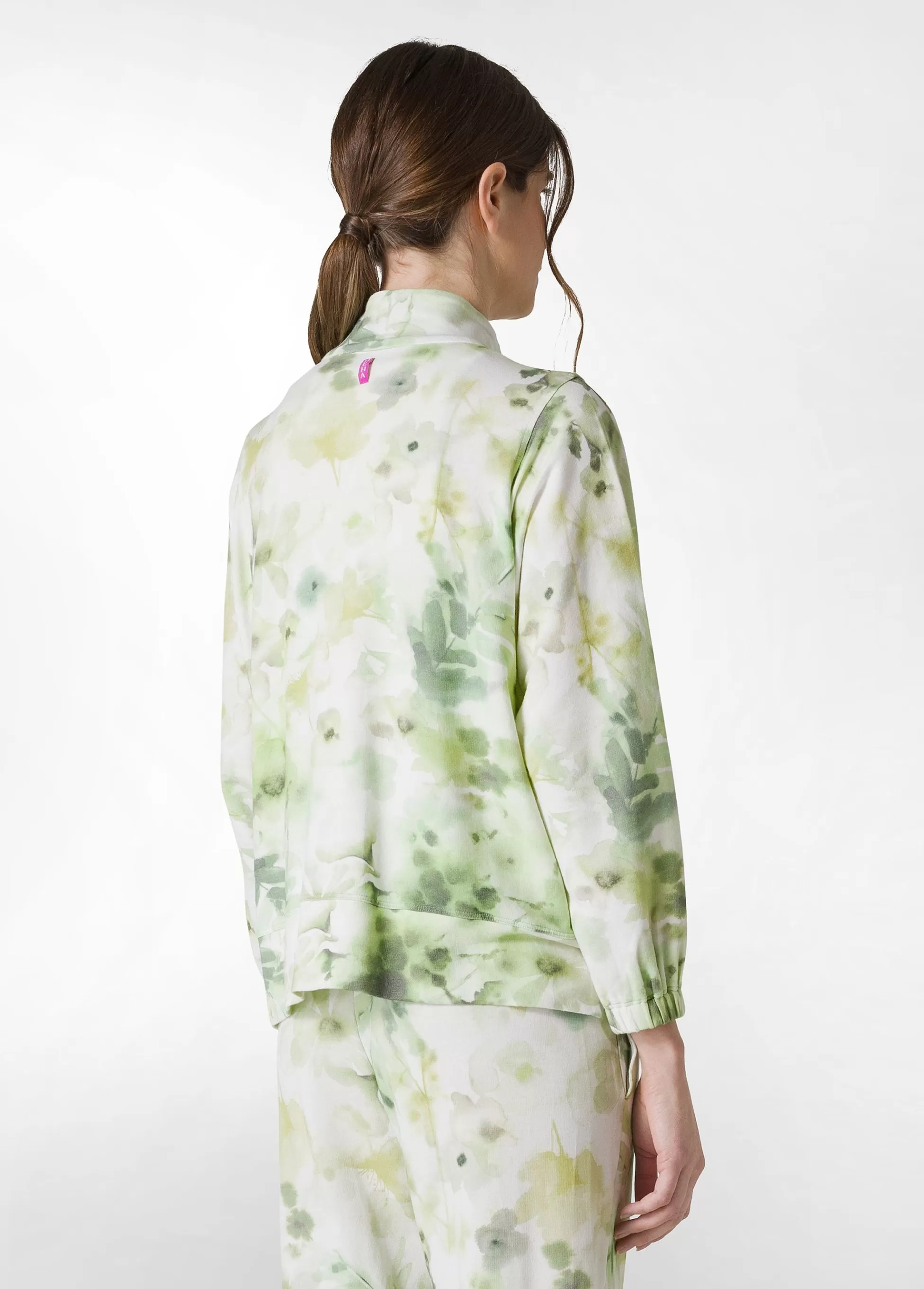 Donna DEHA Felpe & Maglieria*Felpa Leggera Misto Viscosa Stampata Con Zip Verde