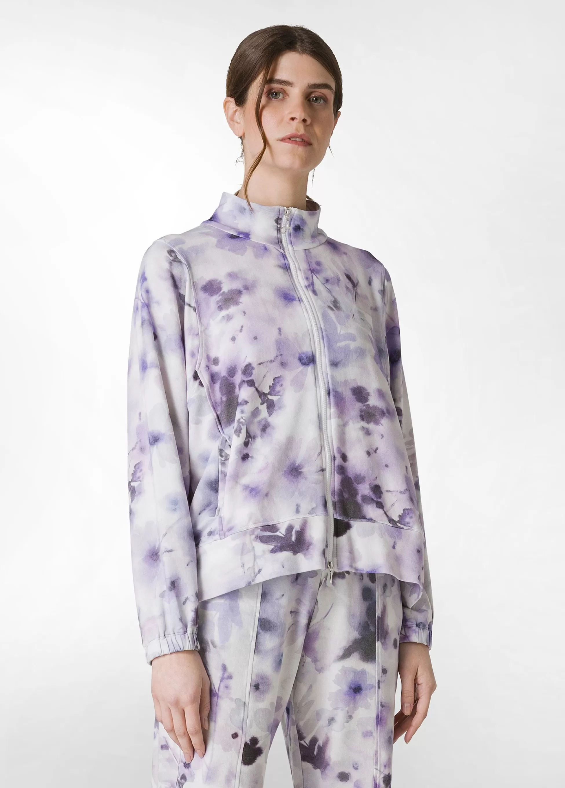 Donna DEHA Felpe & Maglieria*Felpa Leggera Misto Viscosa Stampata Con Zip Viola