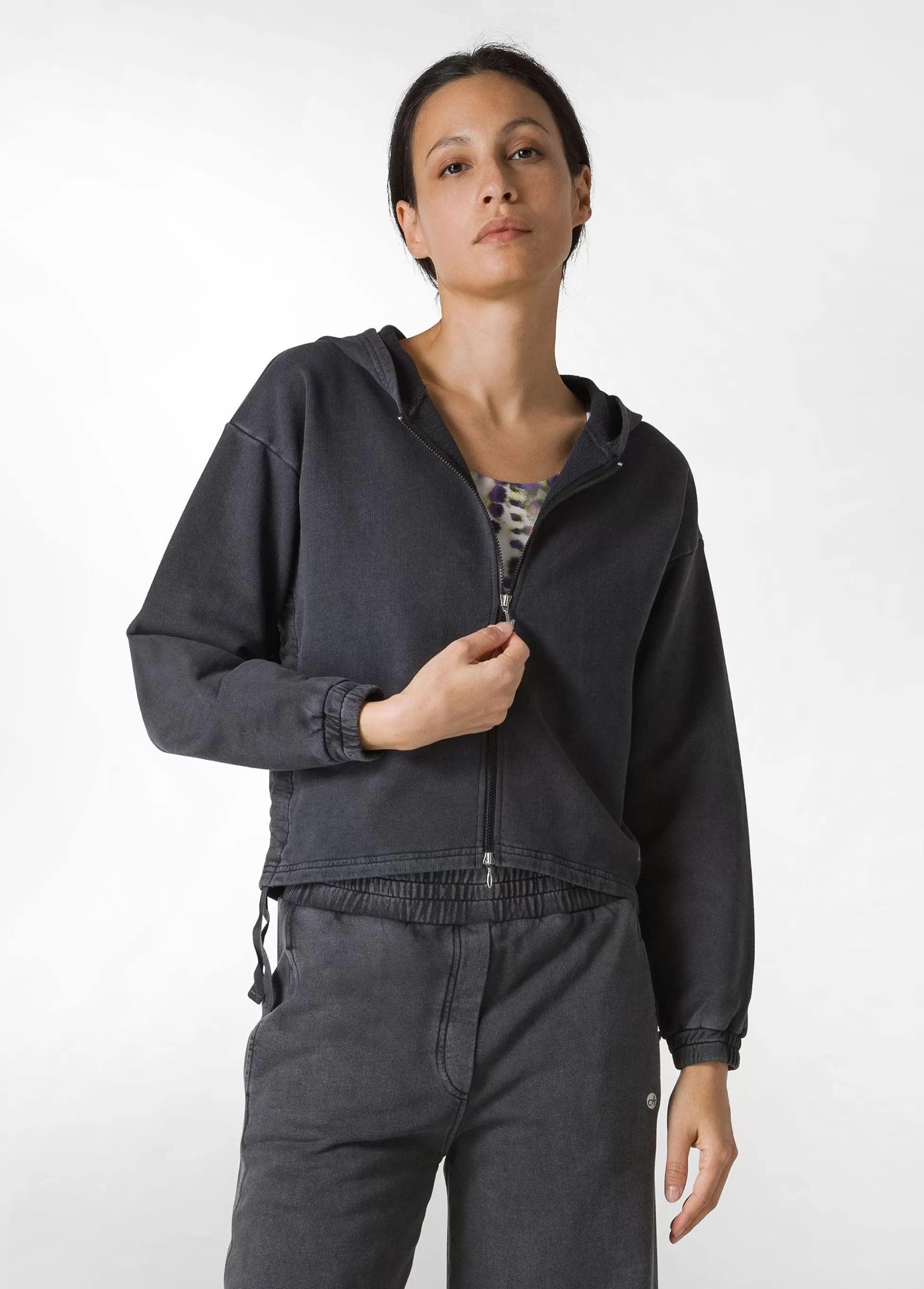 Donna DEHA Felpe & Maglieria*Felpa Marmorizzata Cappuccio E Zip Nero