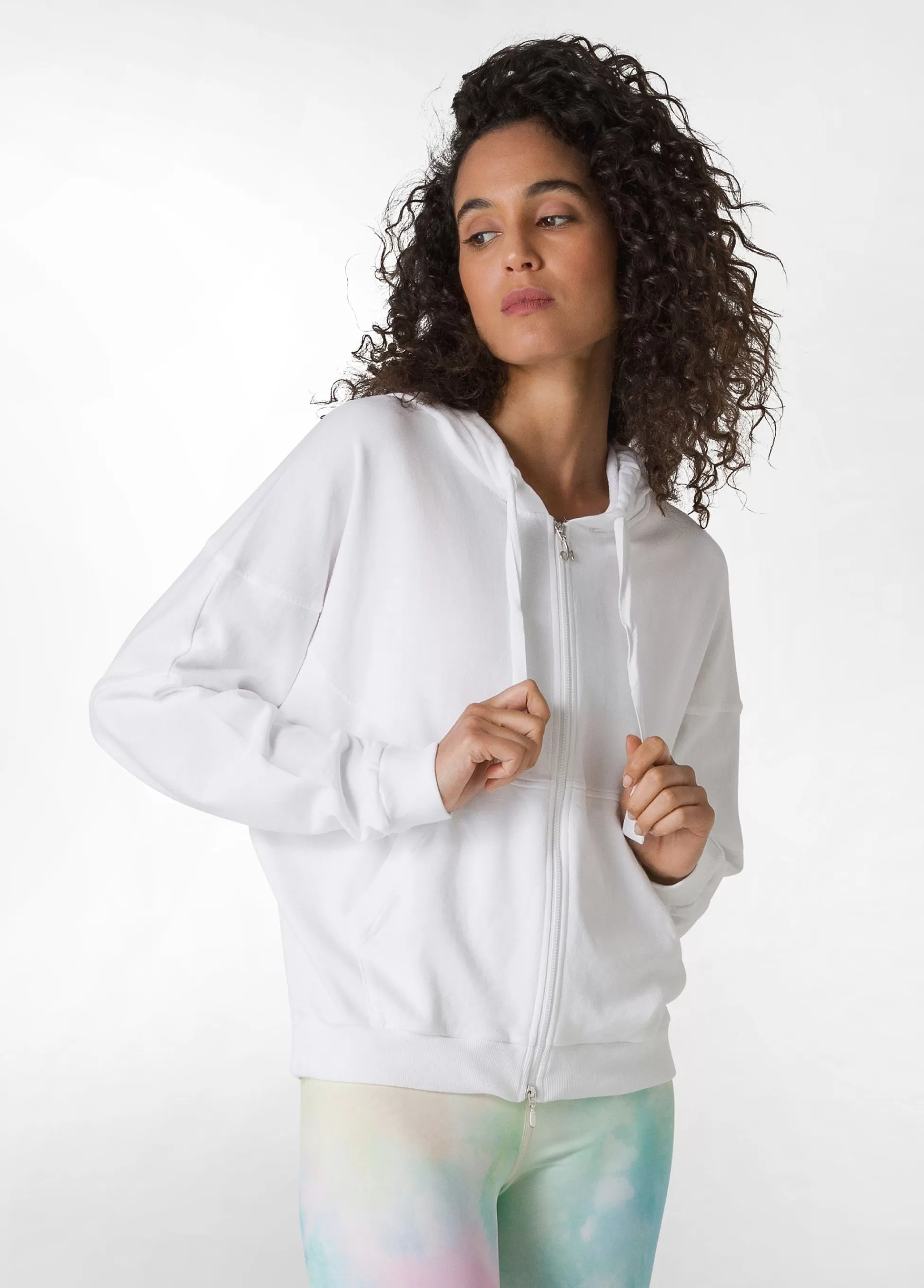 Donna DEHA Felpe & Maglieria*Felpa Organica Ampia Zip E Cappuccio Bianco