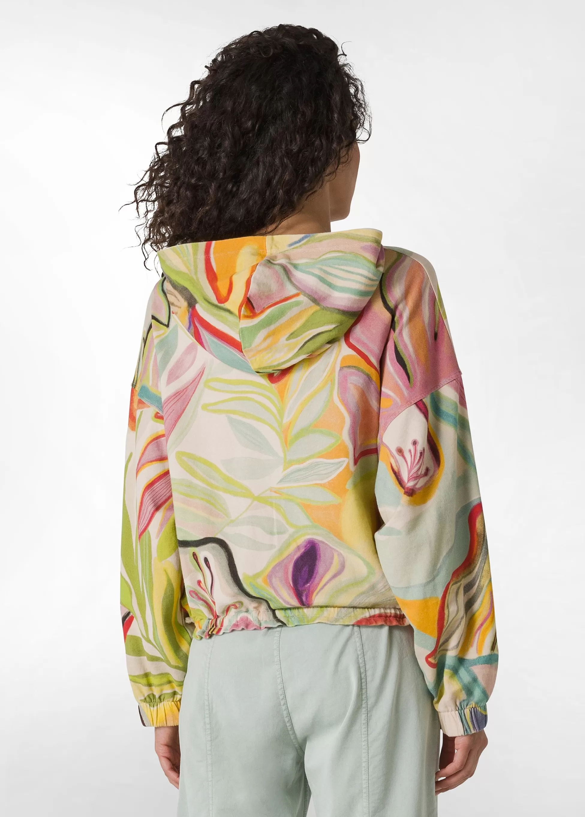 Donna DEHA Felpe & Maglieria*Felpa Organica Flower Power Cappuccio E Zip Verde