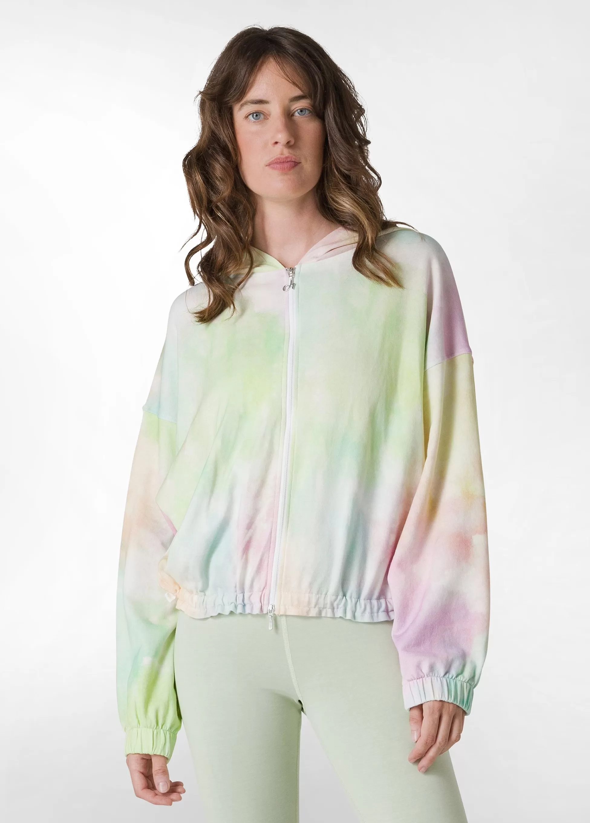 Donna DEHA Felpe & Maglieria*Felpa Organica Stampa Fade Away Zip E Cappuccio