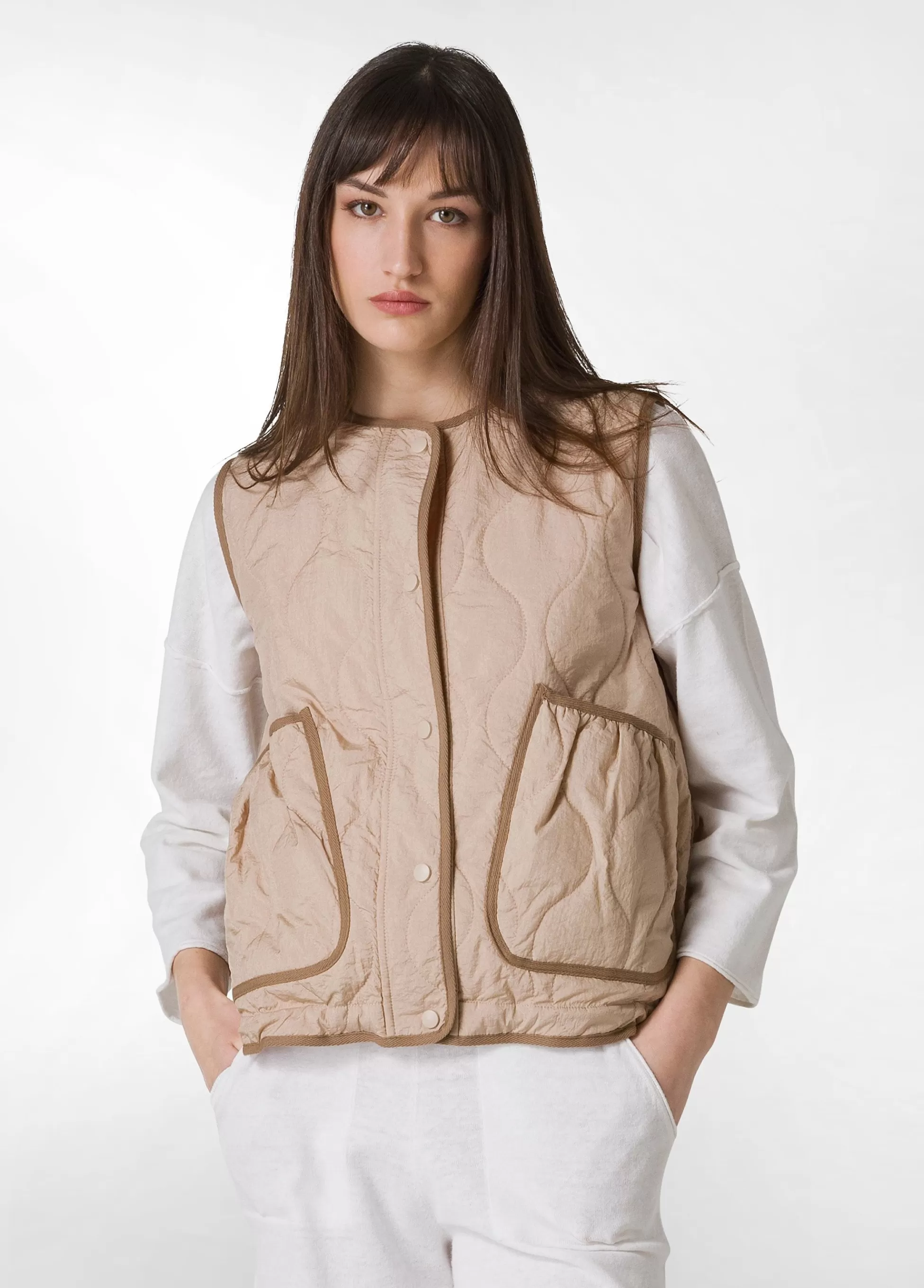 Donna DEHA Giacche E Giubbotti*Gile' Trapuntato Beige