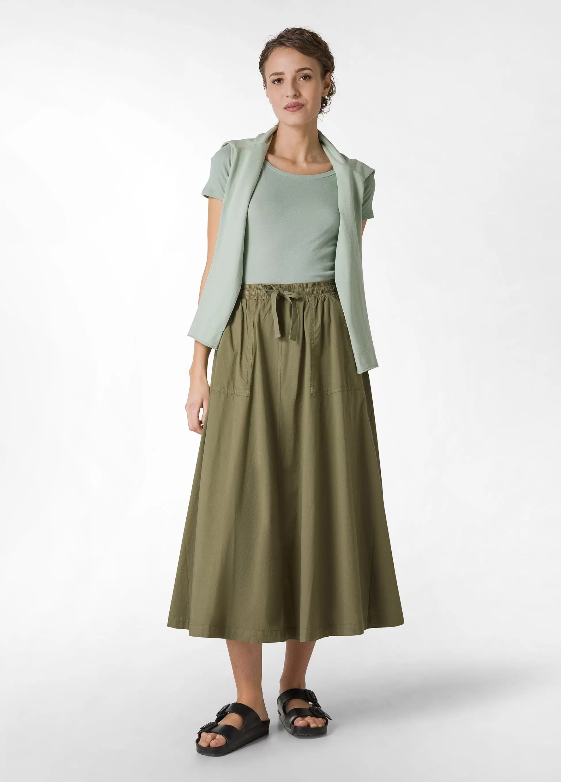 Donna DEHA Vestiti, Gonne E Tute*Gonna Lunga In Popeline Verde