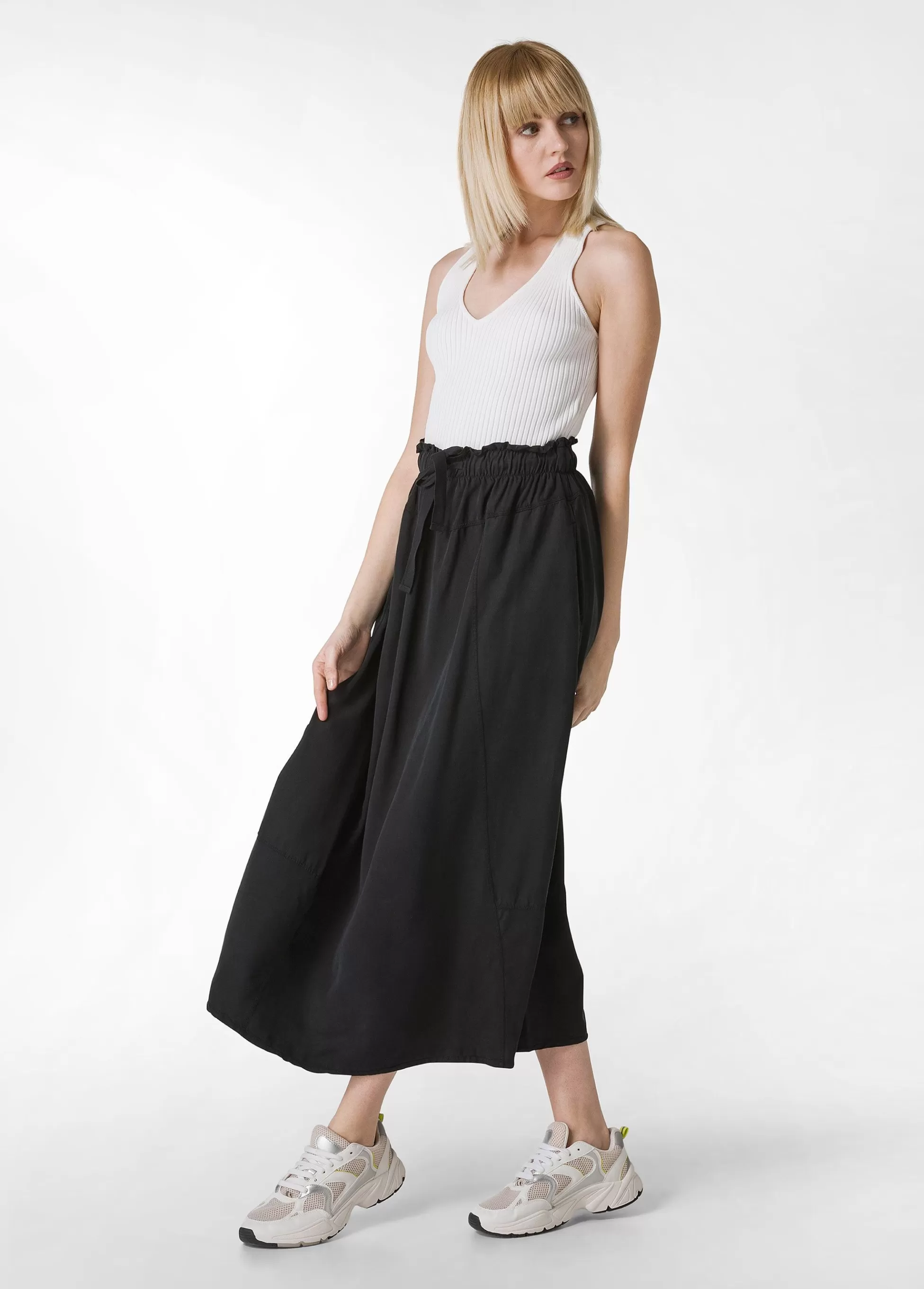 Donna DEHA Vestiti, Gonne E Tute*Gonna Lunga In Twill Tencel Nero