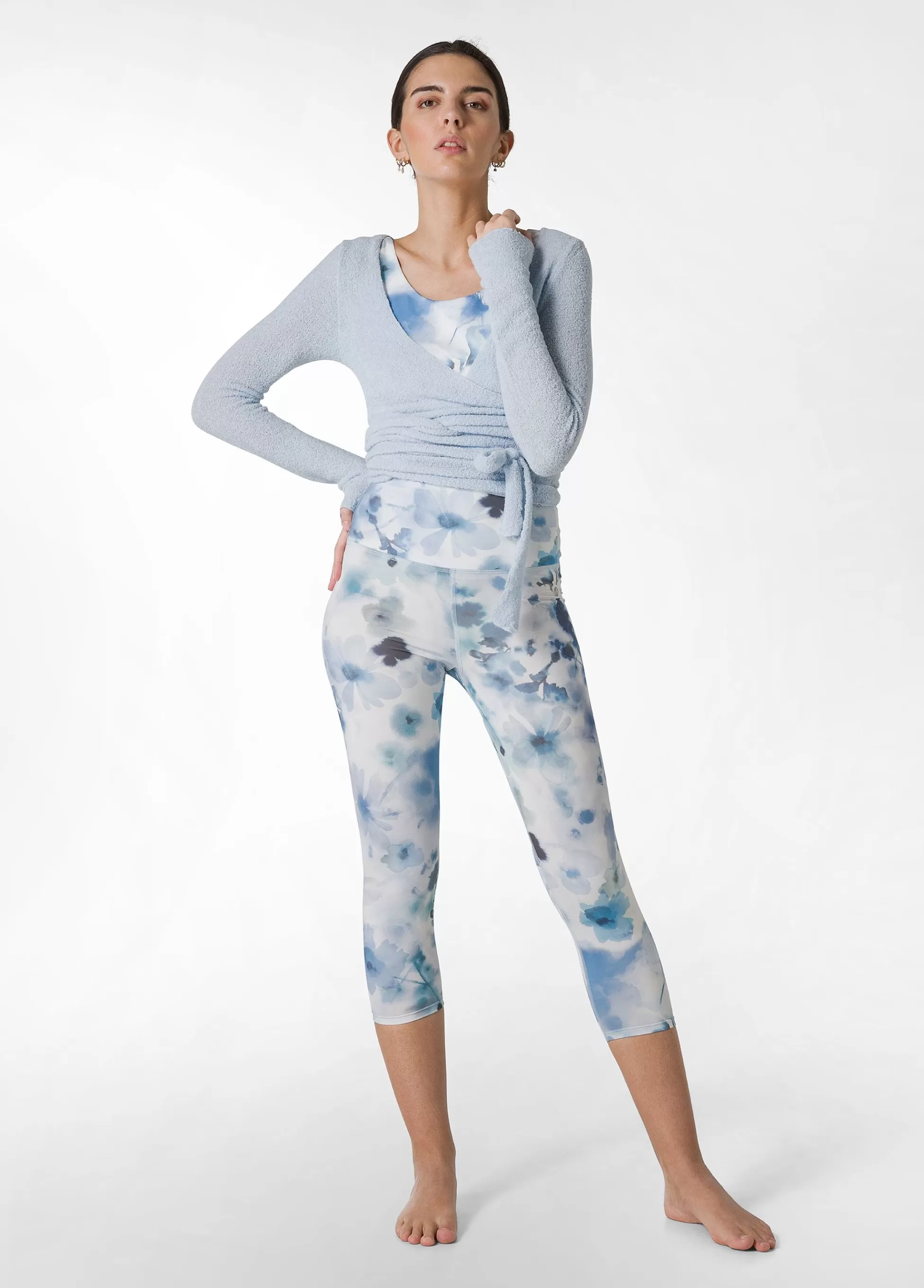 Donna DEHA Leggings & Pantaloni Sportivi*Leggings 7/8 In Microfibra Riciclata Stampata Blu