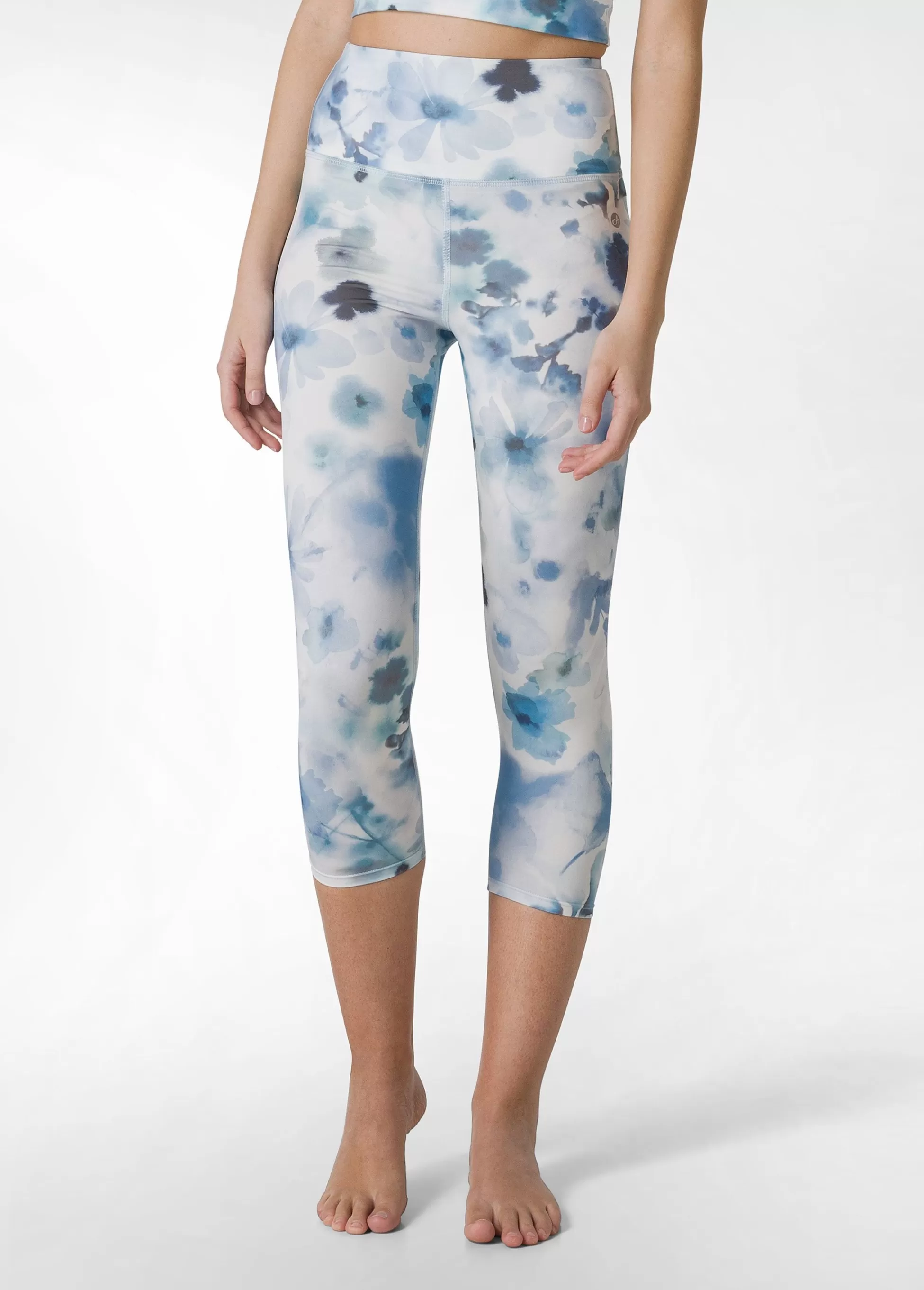Donna DEHA Leggings & Pantaloni Sportivi*Leggings 7/8 In Microfibra Riciclata Stampata Blu