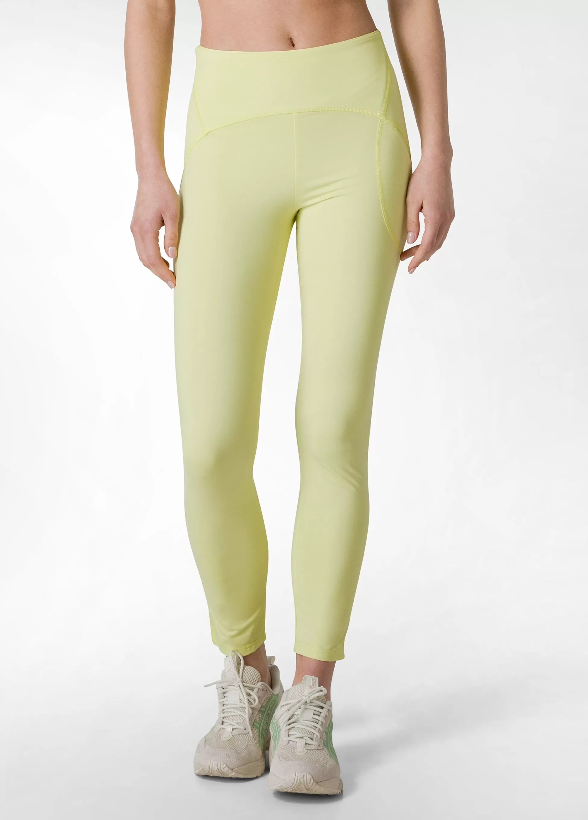 Donna DEHA Leggings & Pantaloni Sportivi*Leggings Con Tasca In Microfibra Reciclata Giallo