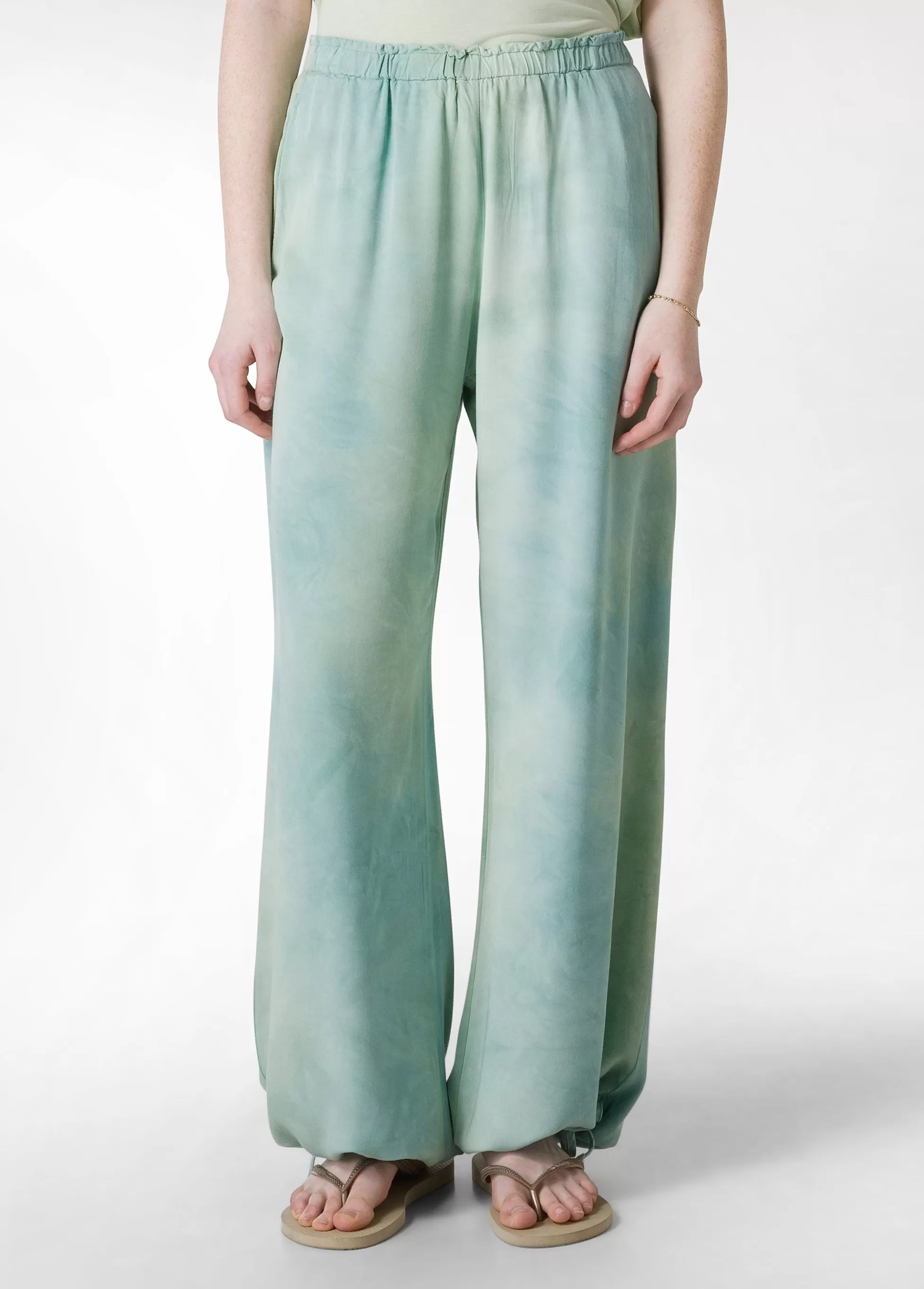 Donna DEHA Pantaloni*Panta Palazzo In Twill Effetto Batik Verde