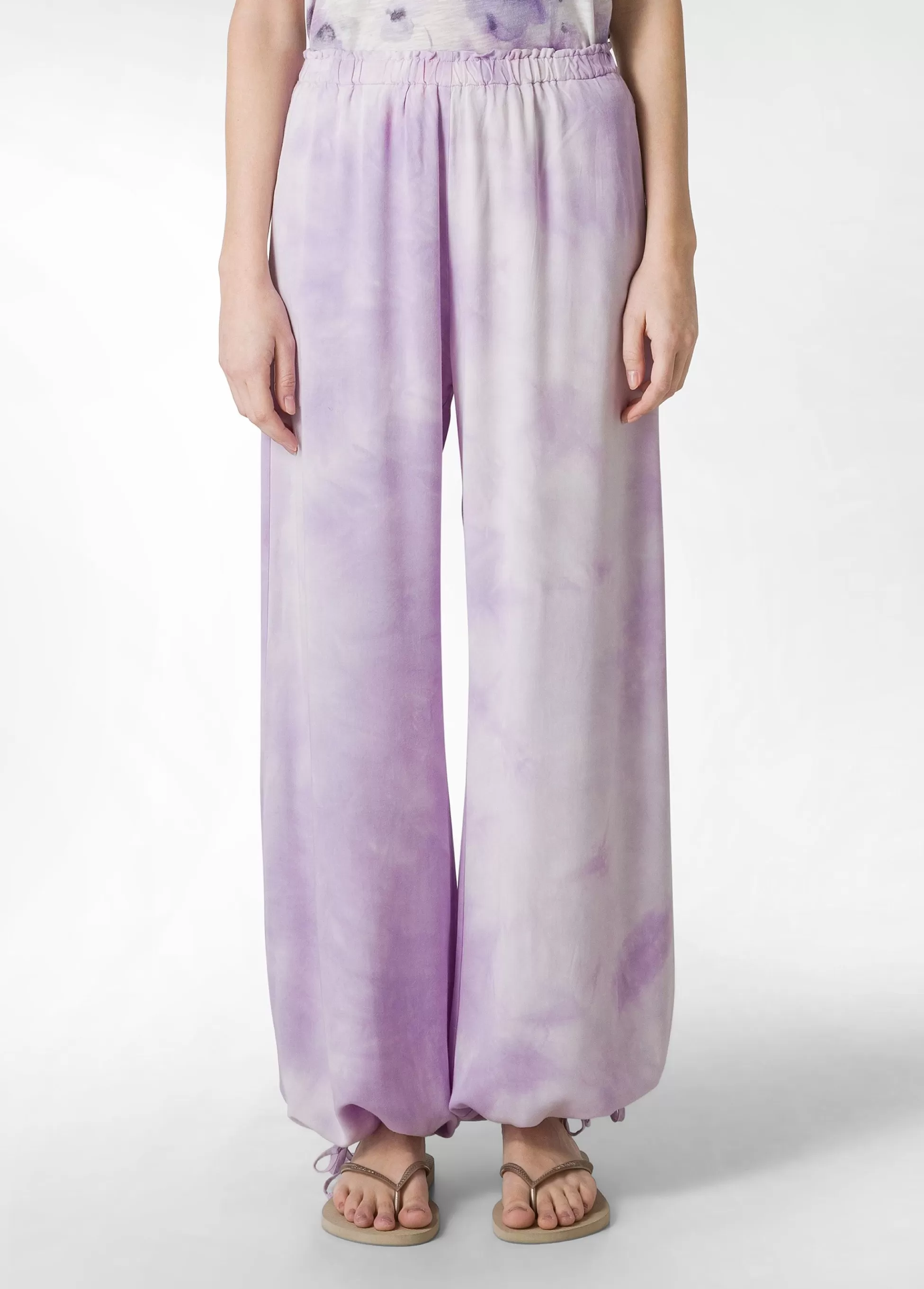 Donna DEHA Pantaloni*Panta Palazzo In Twill Effetto Batik Viola