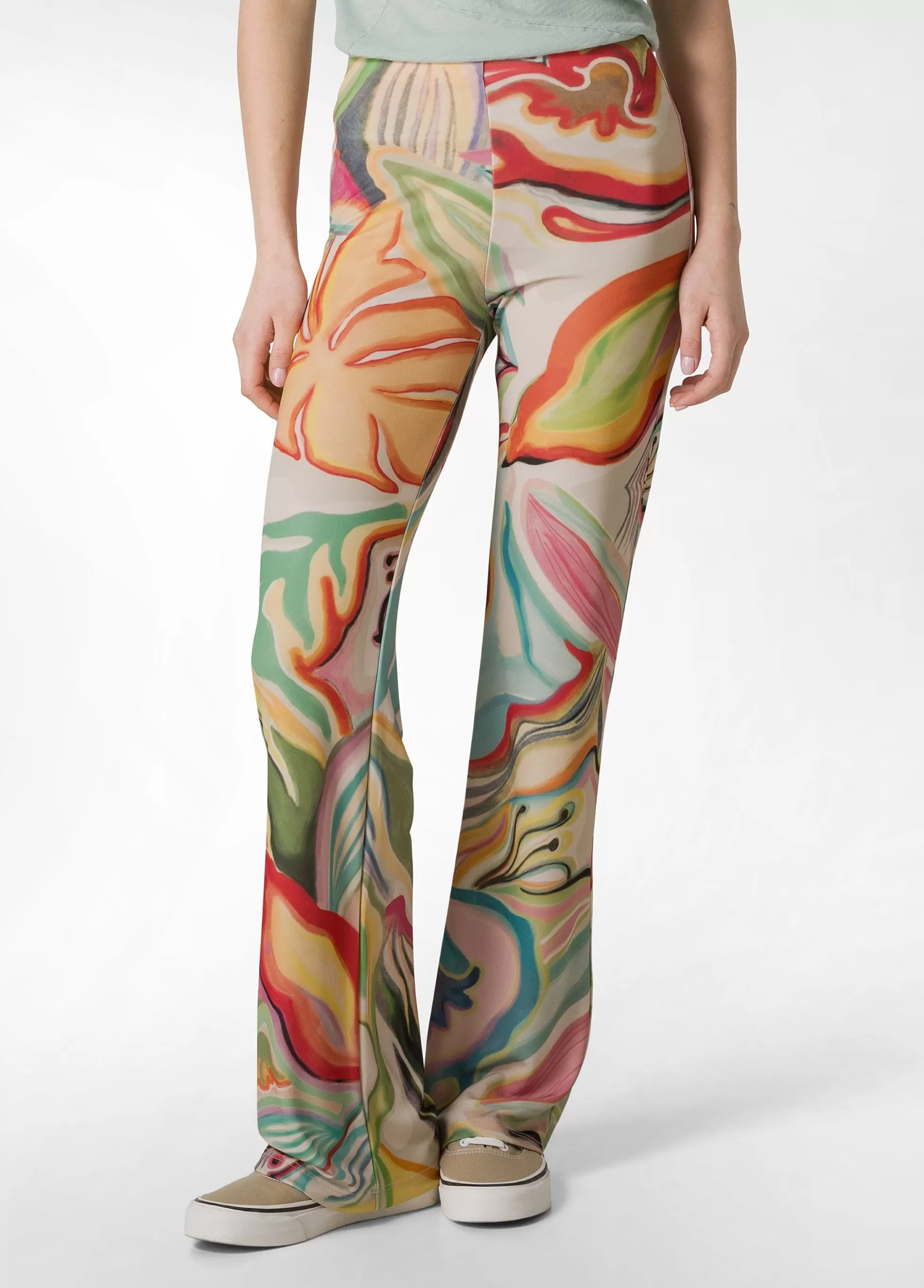 Donna DEHA Pantaloni*Pantalone A Zampa Stampato Vita Alta Verde