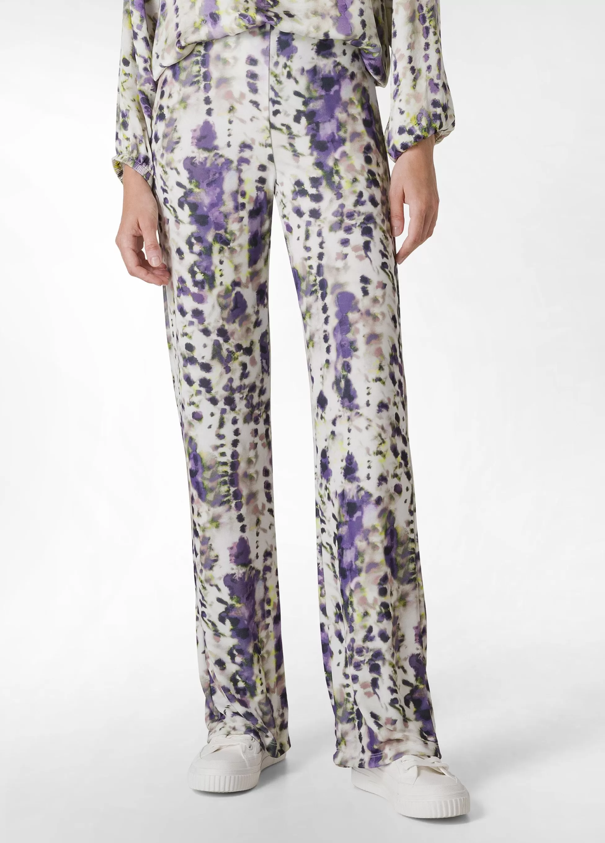 Donna DEHA Pantaloni*Pantalone A Zampa Stampato Vita Alta Viola
